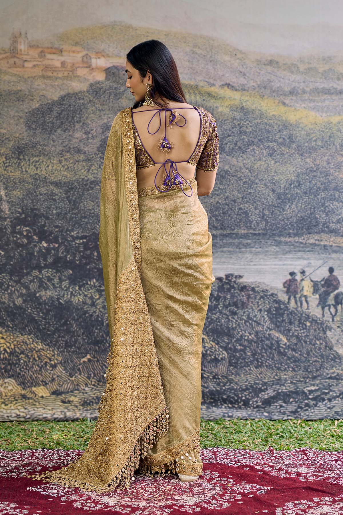 Zarvika Fusion Tissue Saree Set