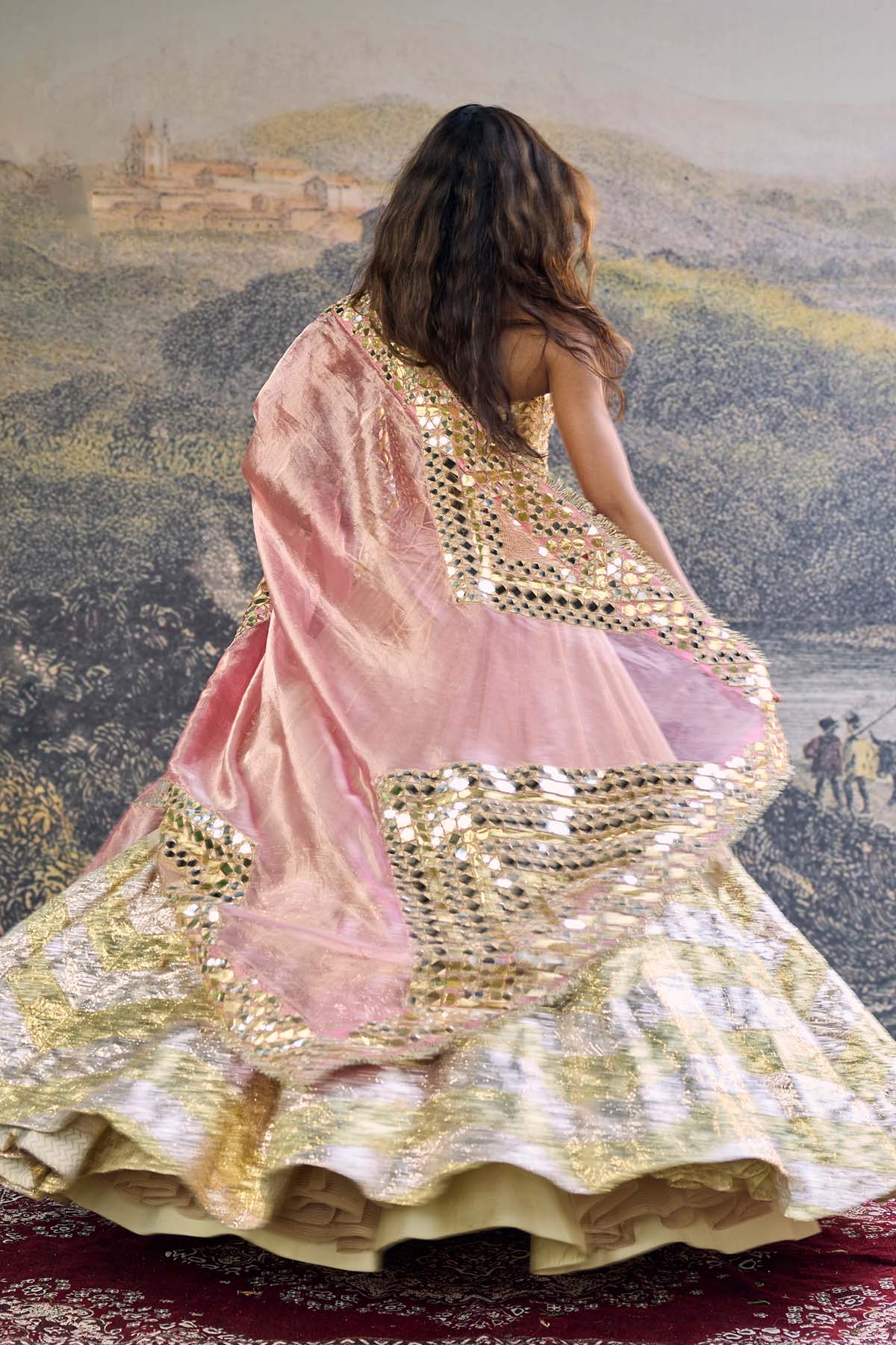 Sunehri Roshan Mirror Lehenga Set