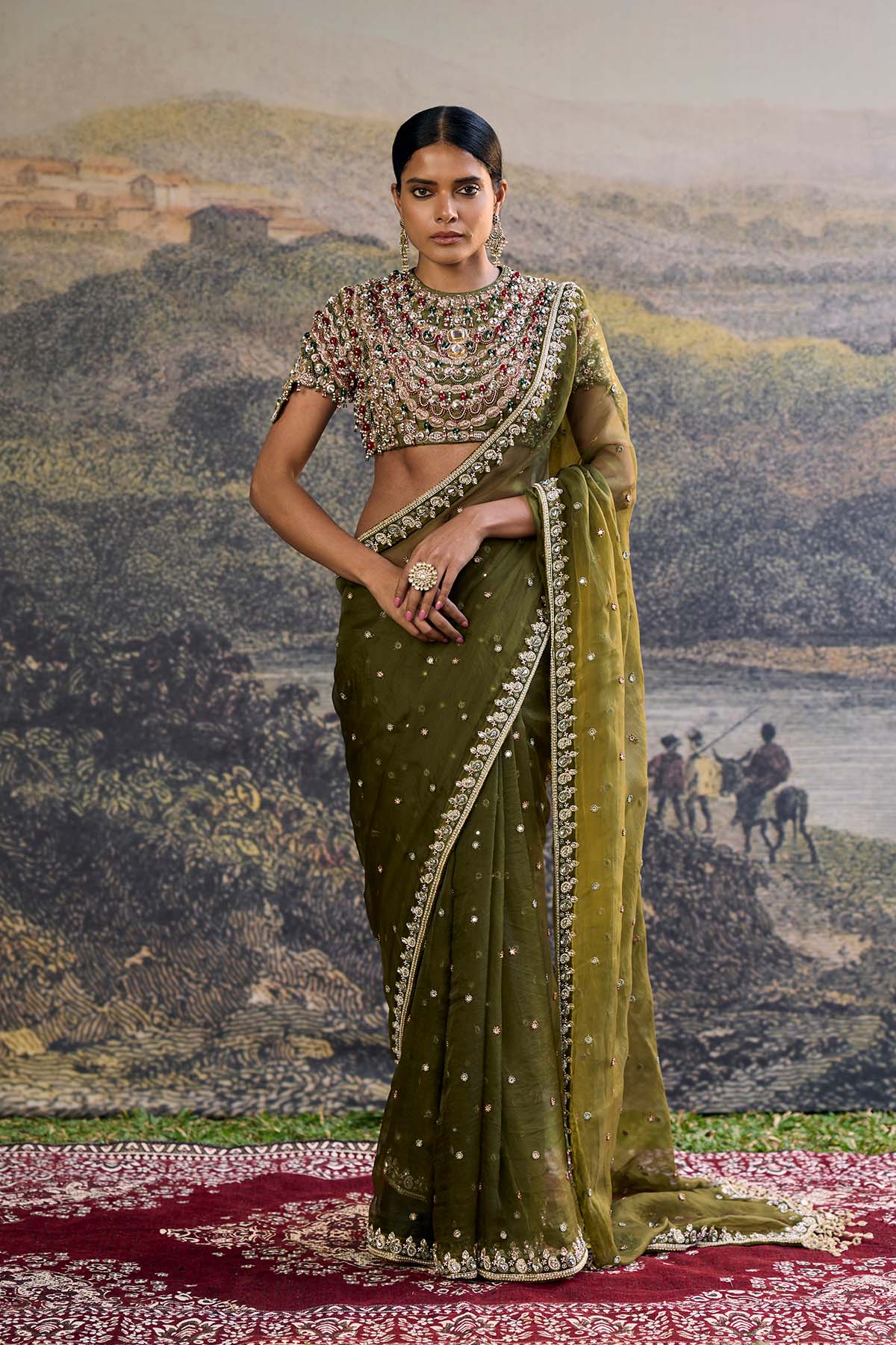 Zoya Jewel Organza Saree Set