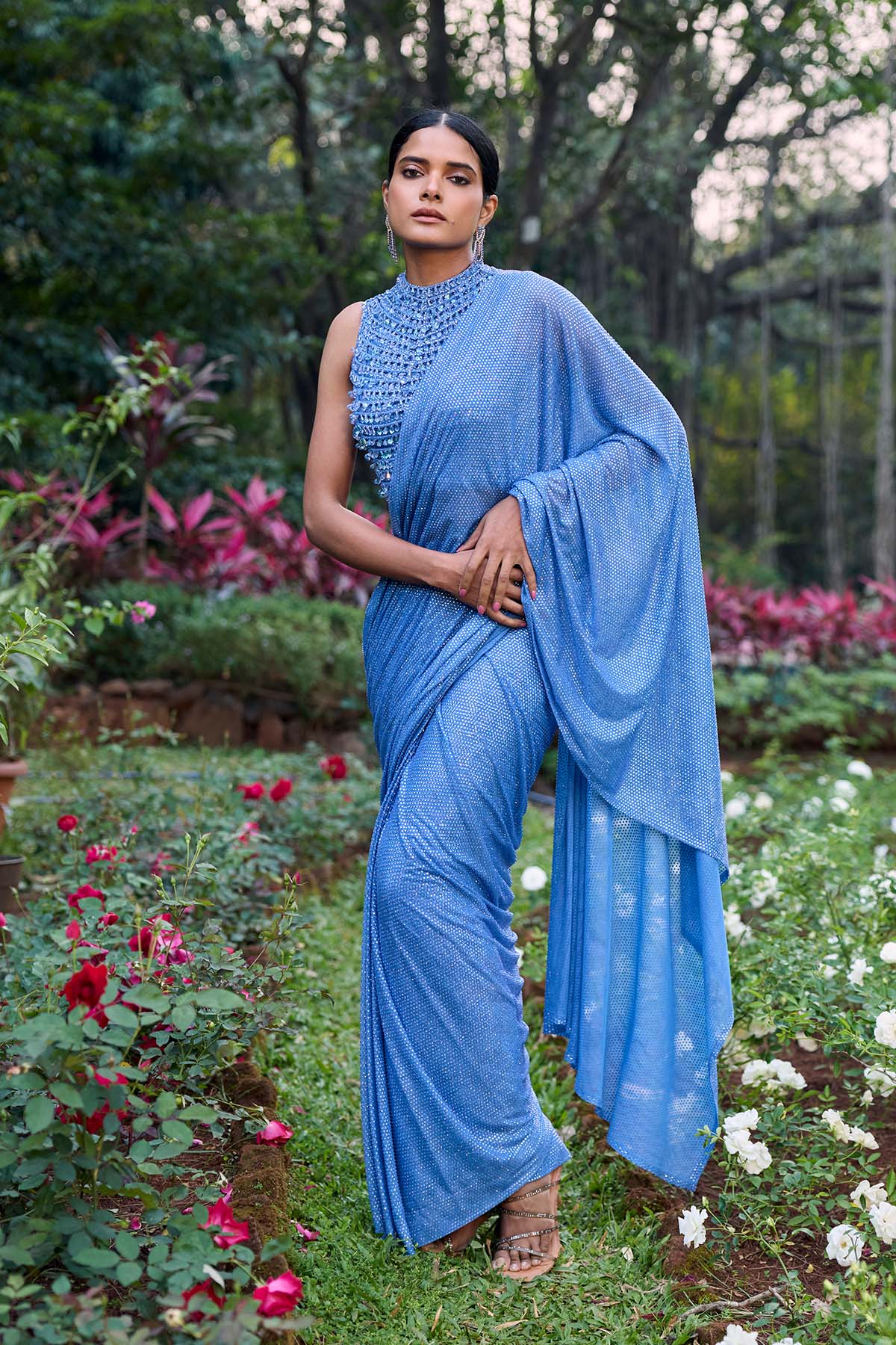 Neel Tara Crystal Saree Set