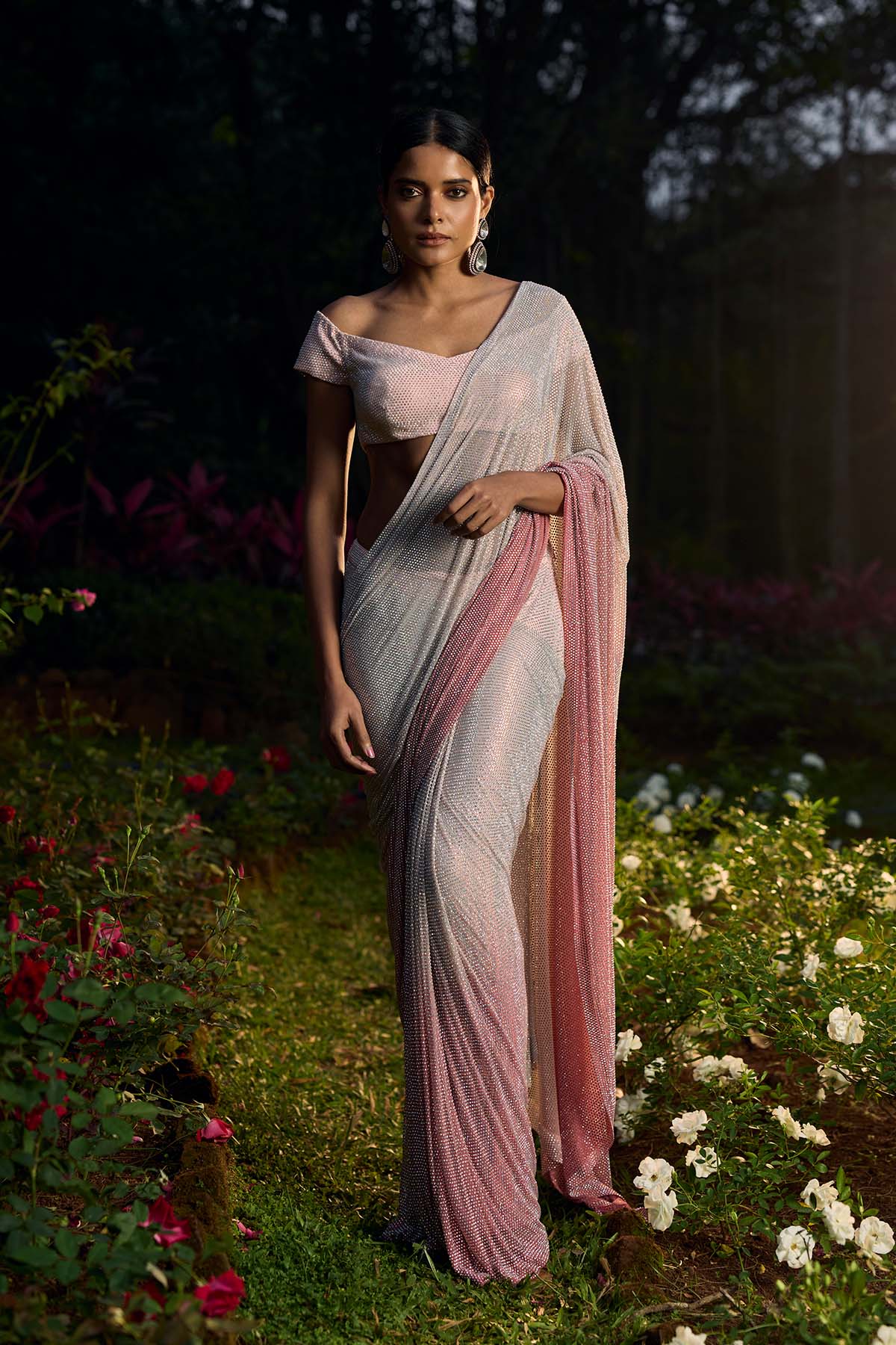 Gulrangi Crystal Saree Set