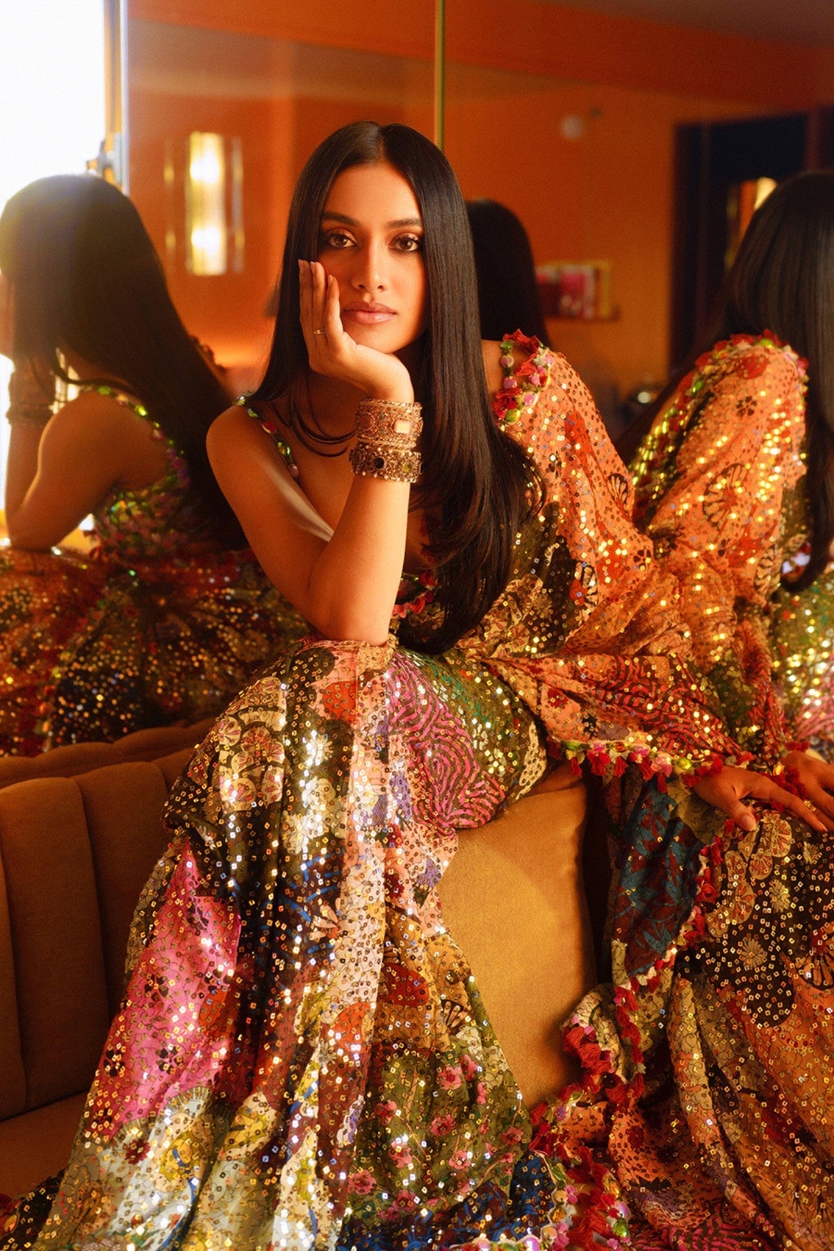 Jully Patel In Rosello - Multicoloured Sequin Saree- Ready to Ship