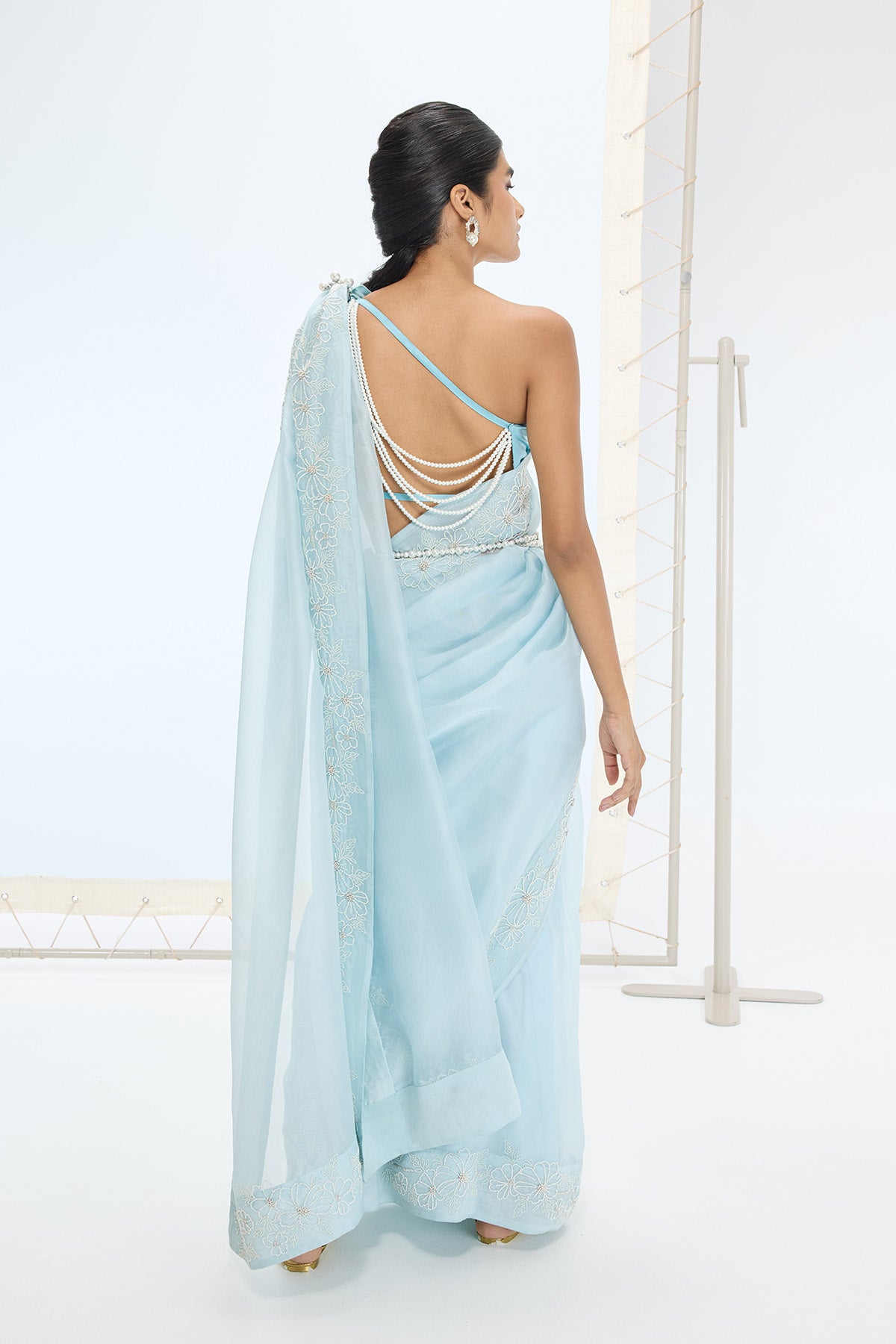 The Luna Saree in Aqua Green