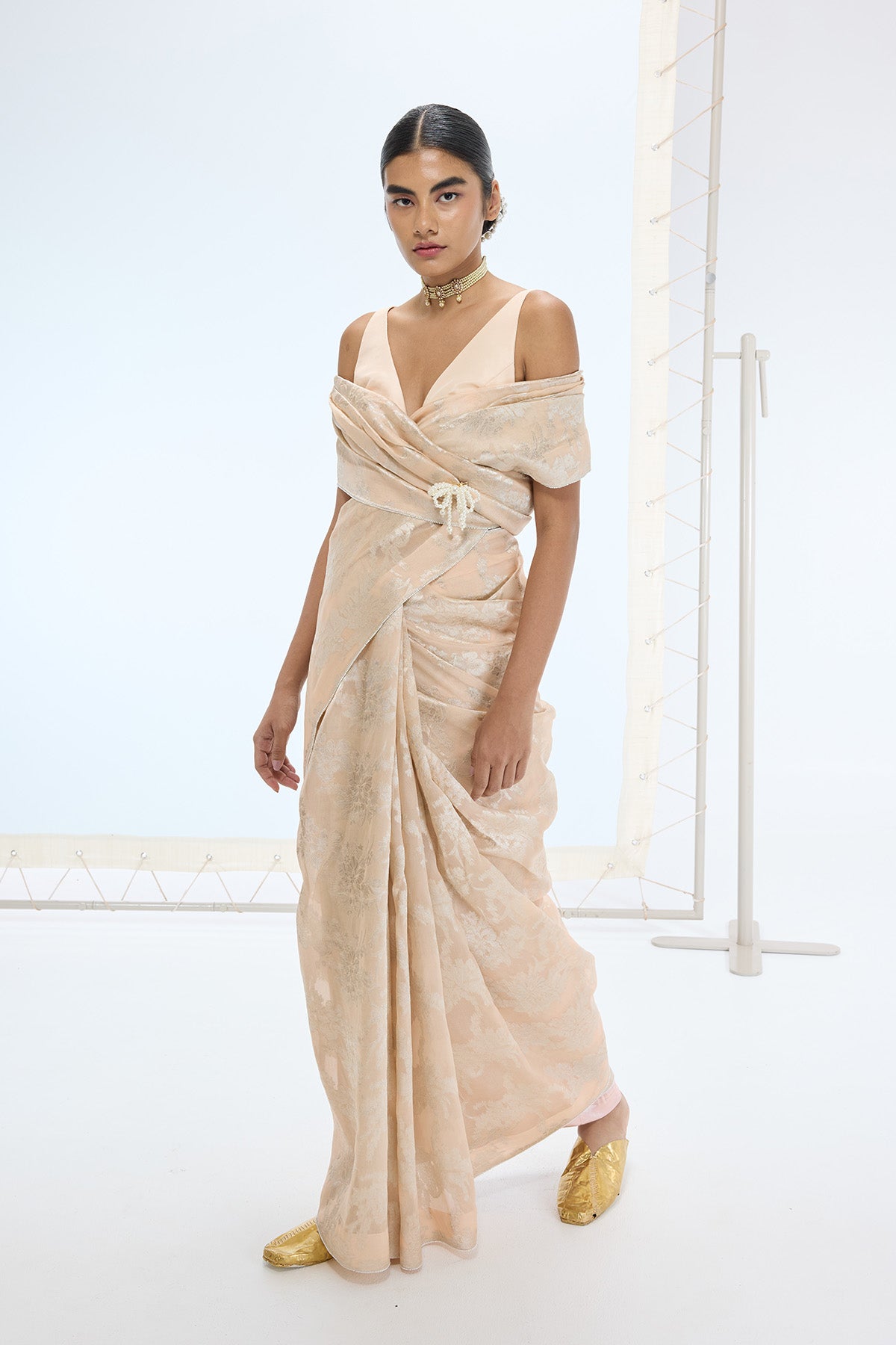 The Harper Saree in Peach