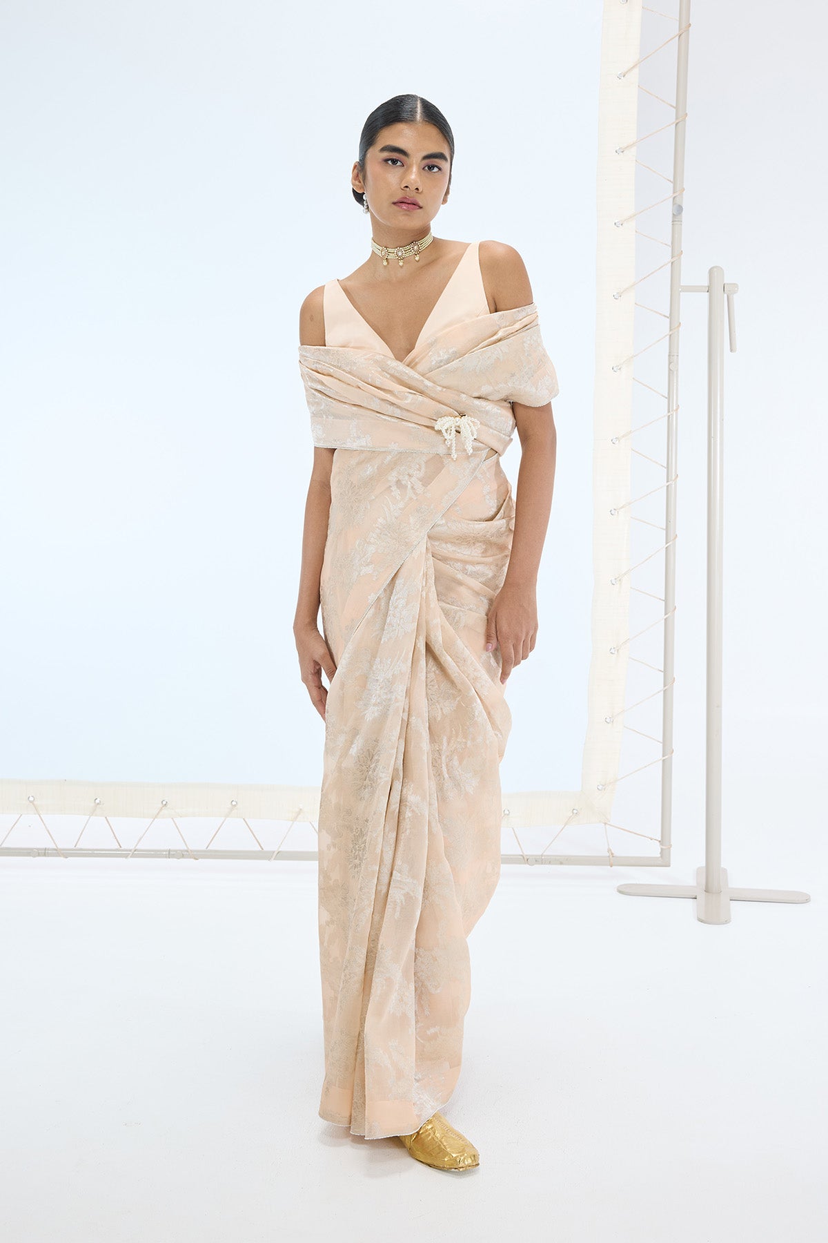 The Harper Saree in Peach