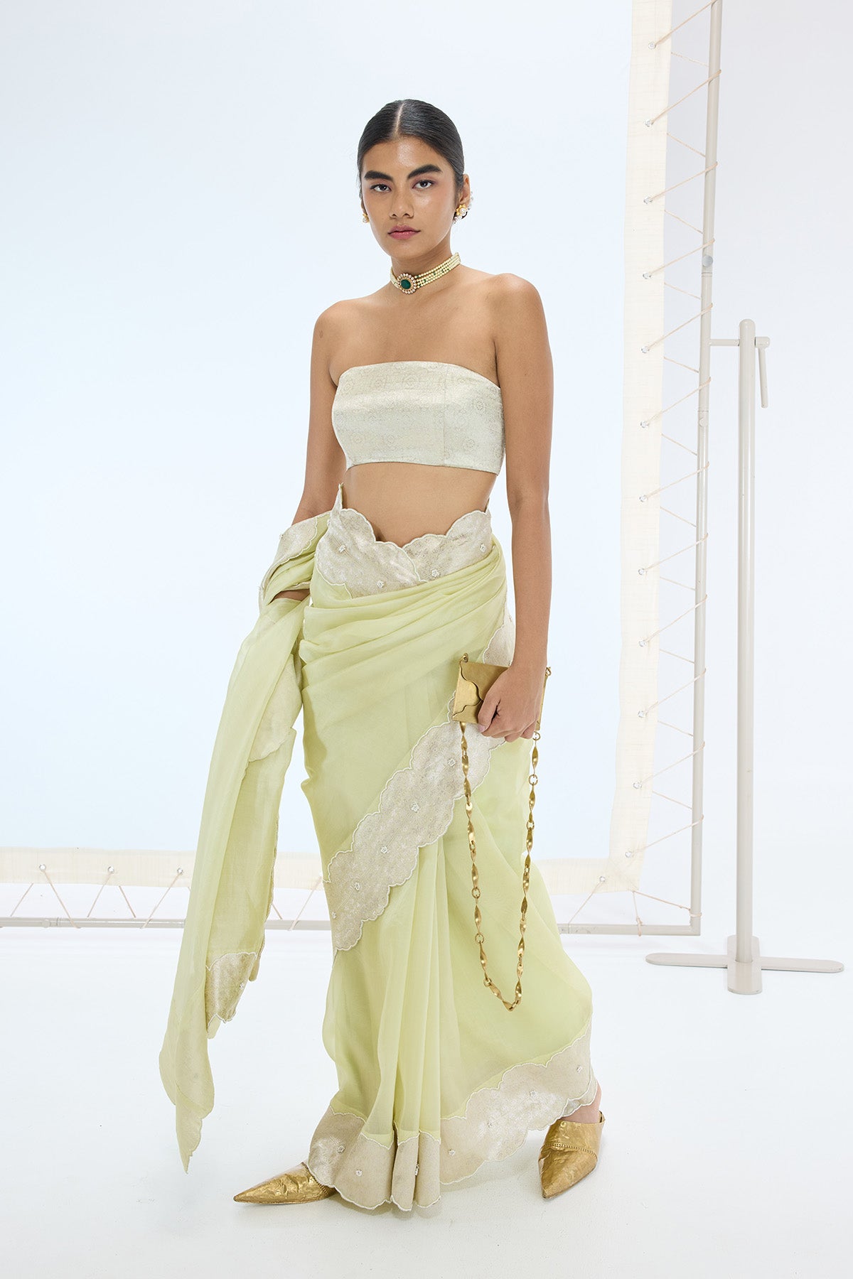 The Jane Saree in Pistachio