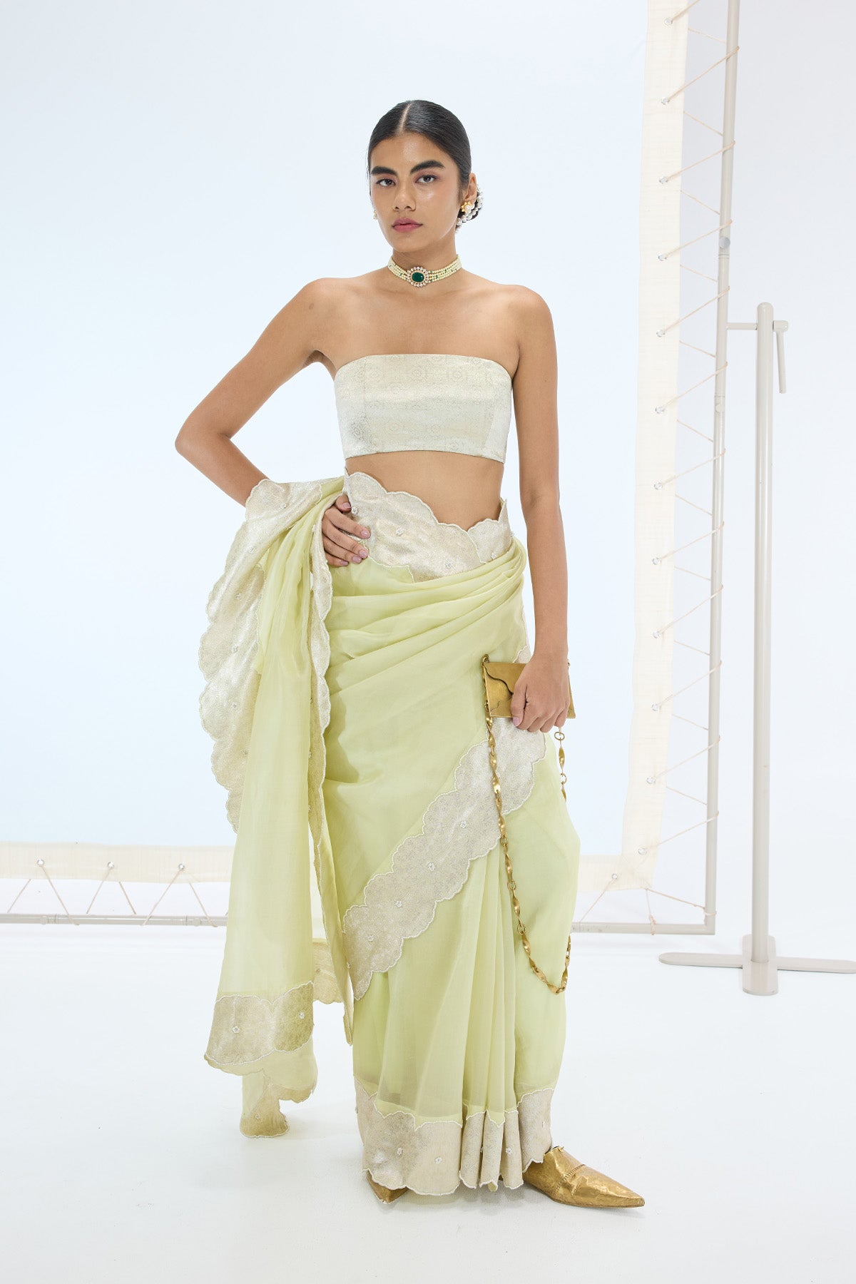 The Jane Saree in Pistachio