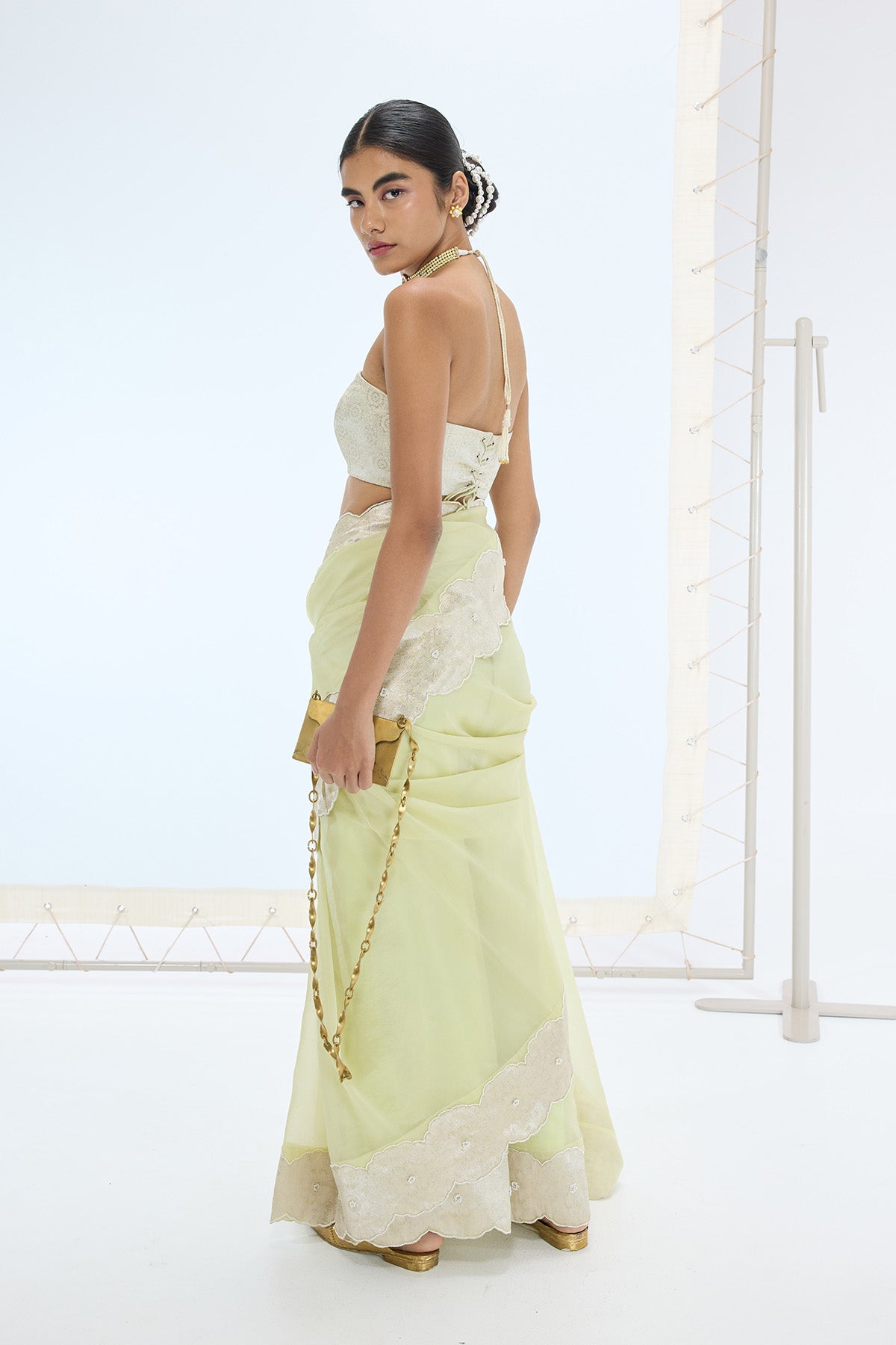 The Jane Saree in Pistachio