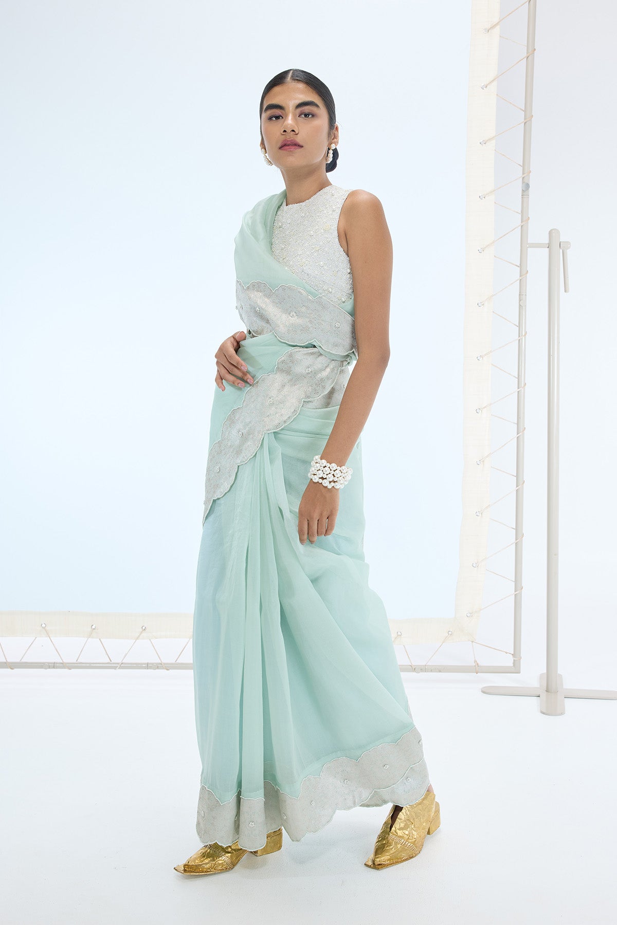 The Jane Saree in Sea Green