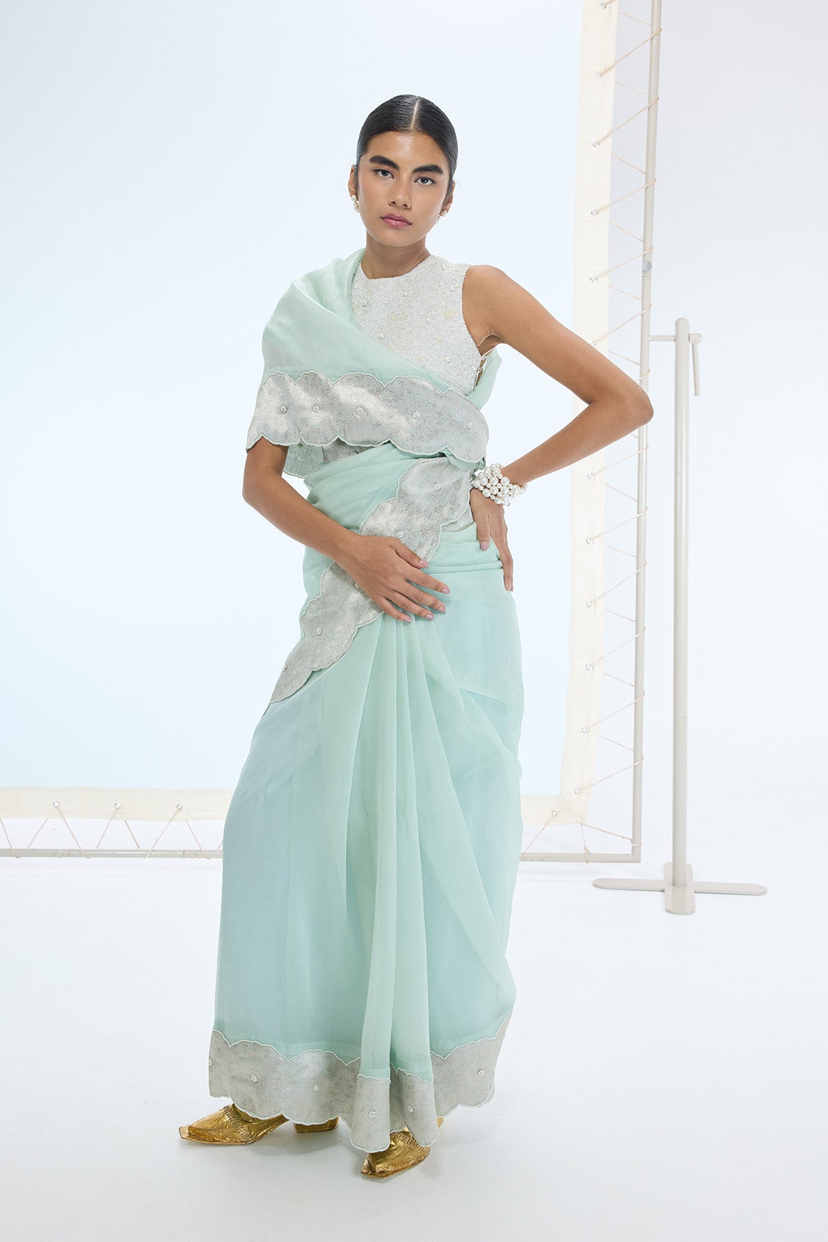 The Jane Saree in Sea Green
