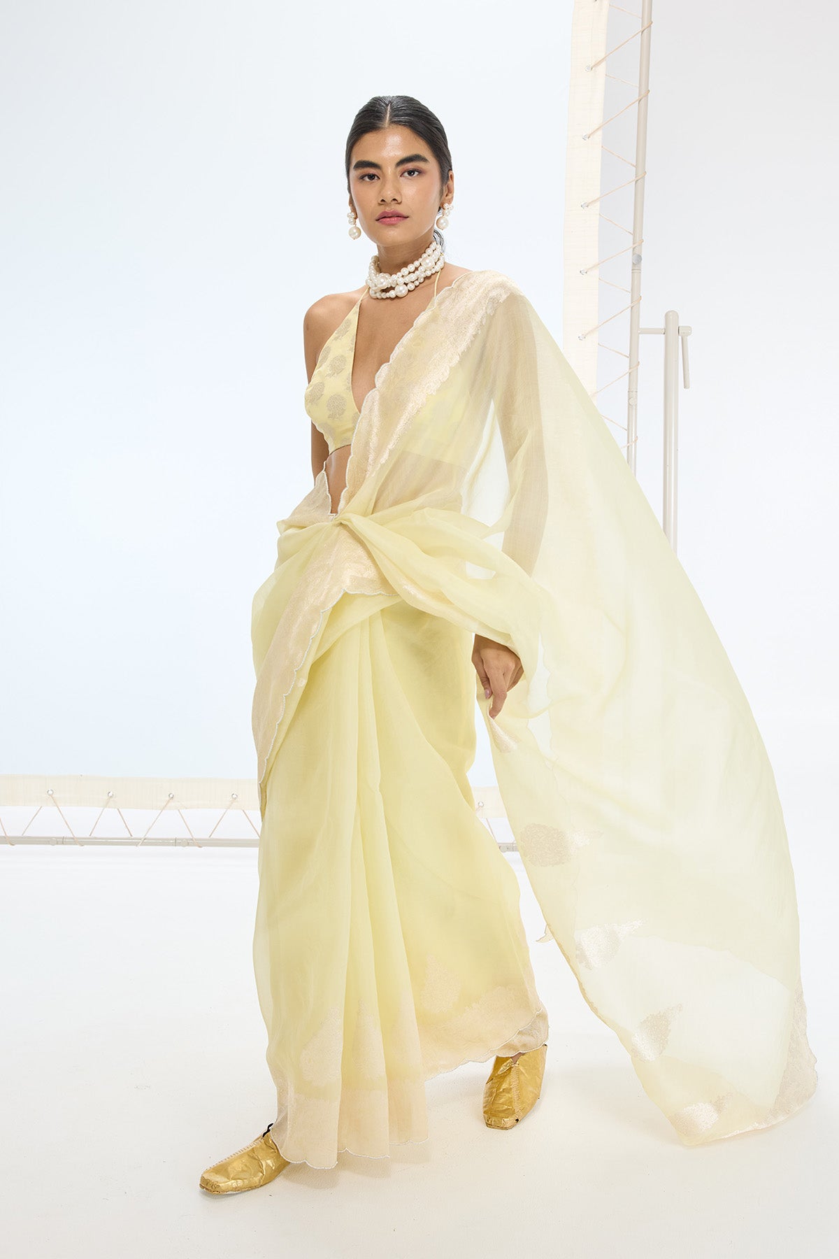 The Serena Saree in Lemon