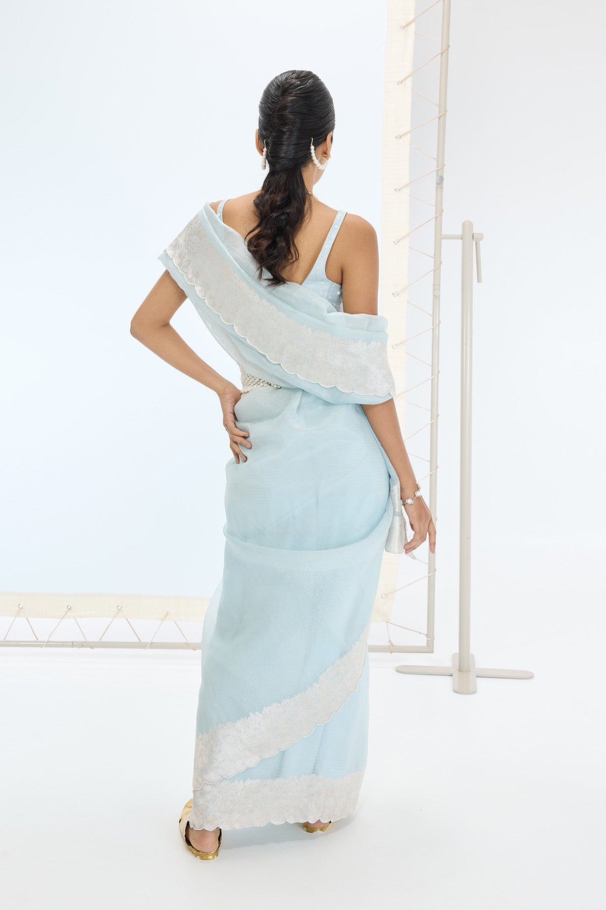 The Blake Saree in Ice Blue