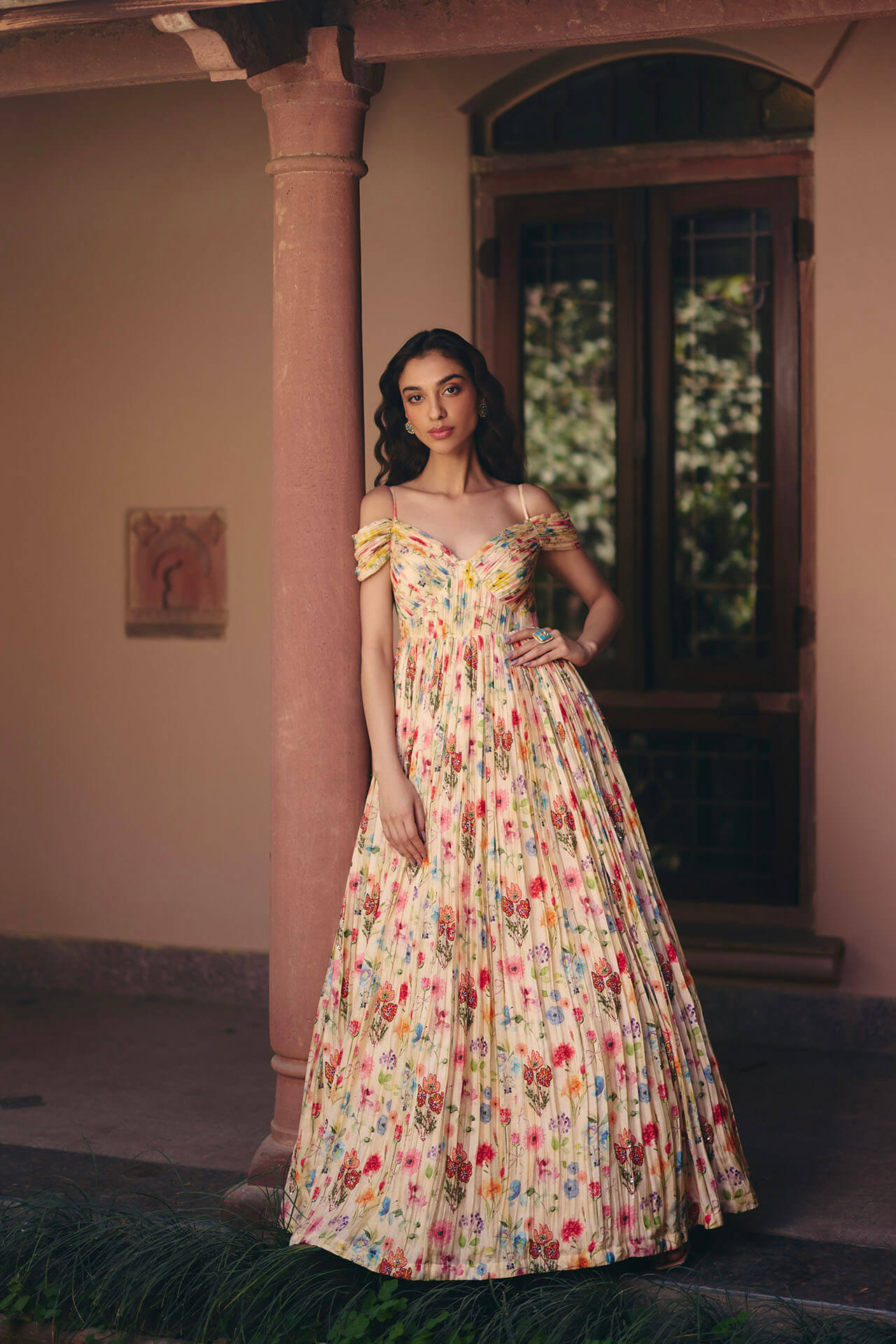 Off Shoulder Floral Gown