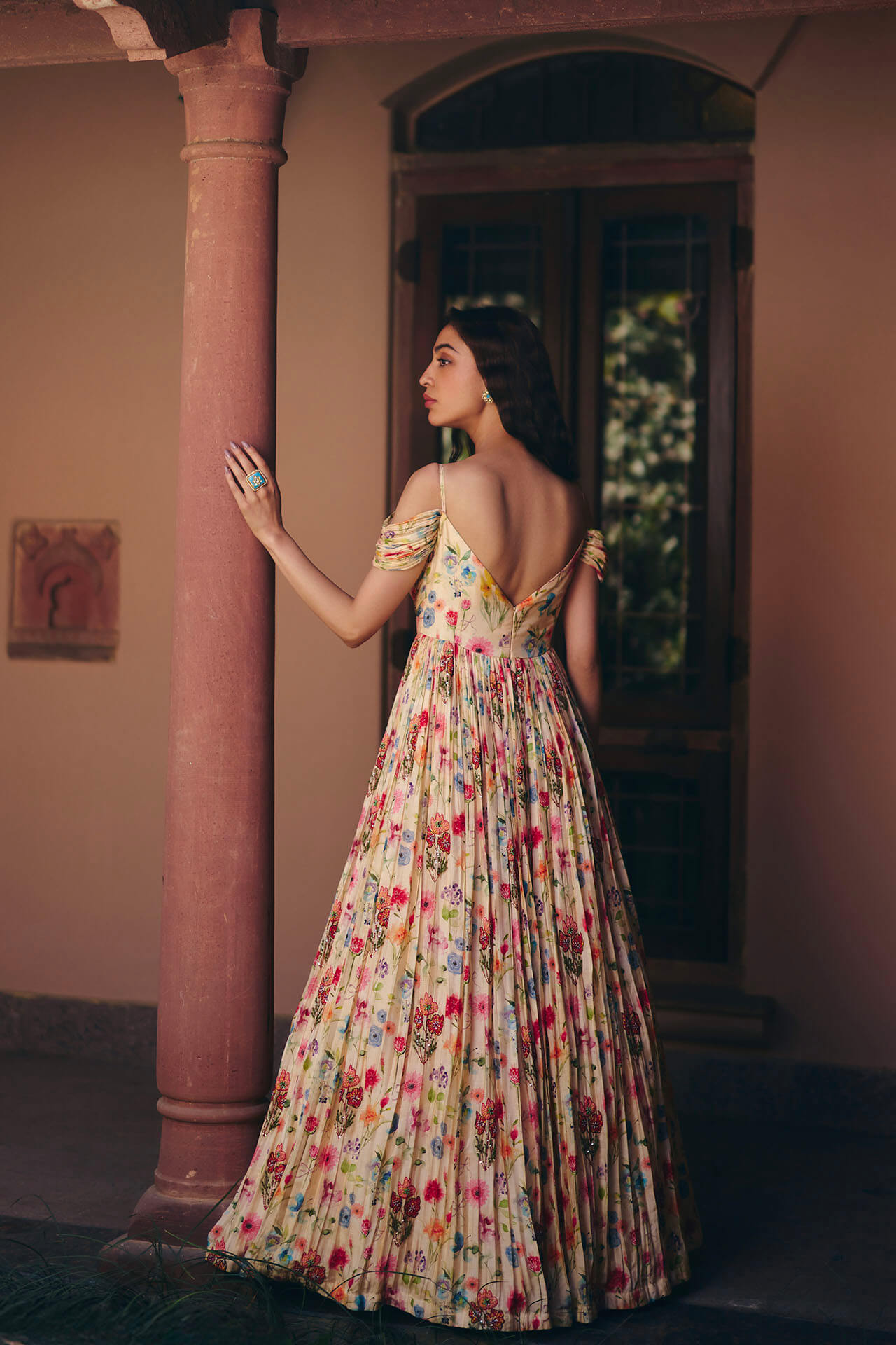 Off Shoulder Floral Gown