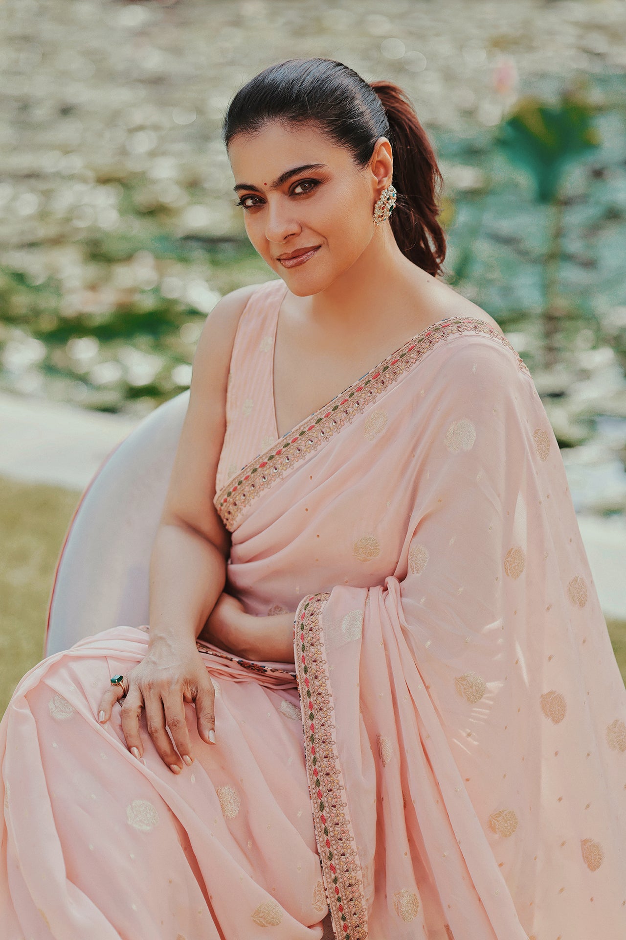 Peach & Gold Organza Saree