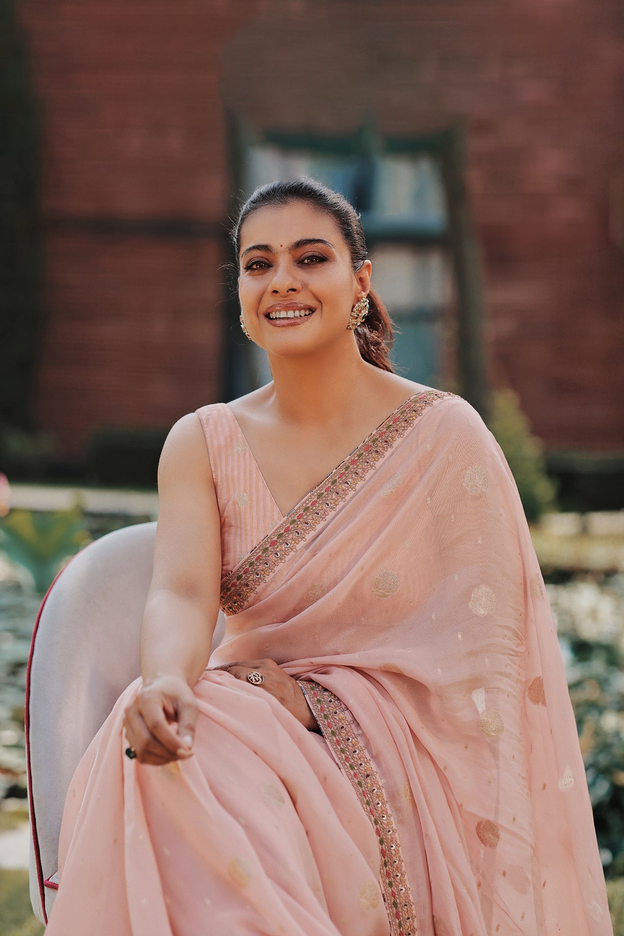 Peach & Gold Organza Saree