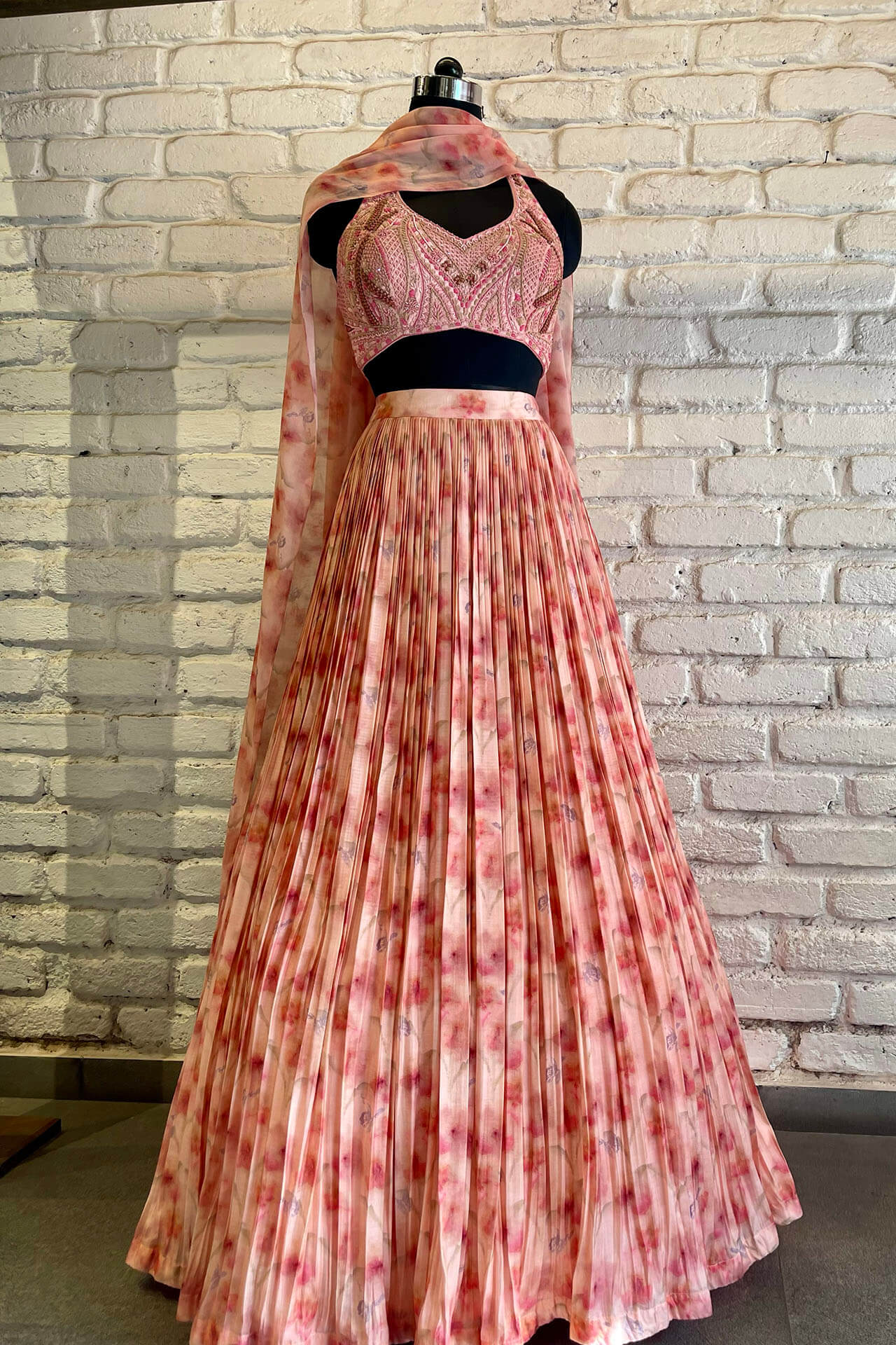 Pink Halter Lehenga Set