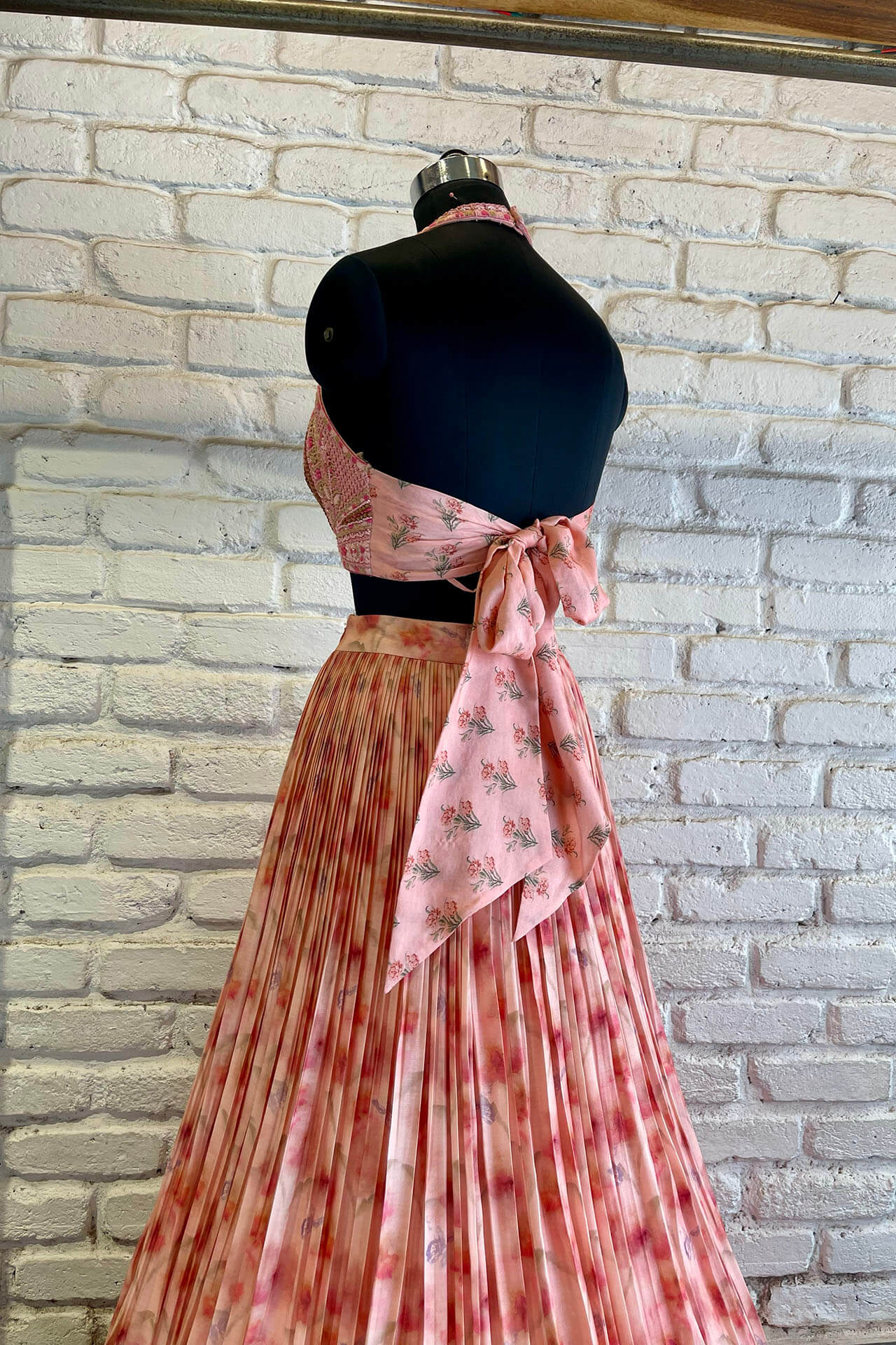 Pink Halter Lehenga Set