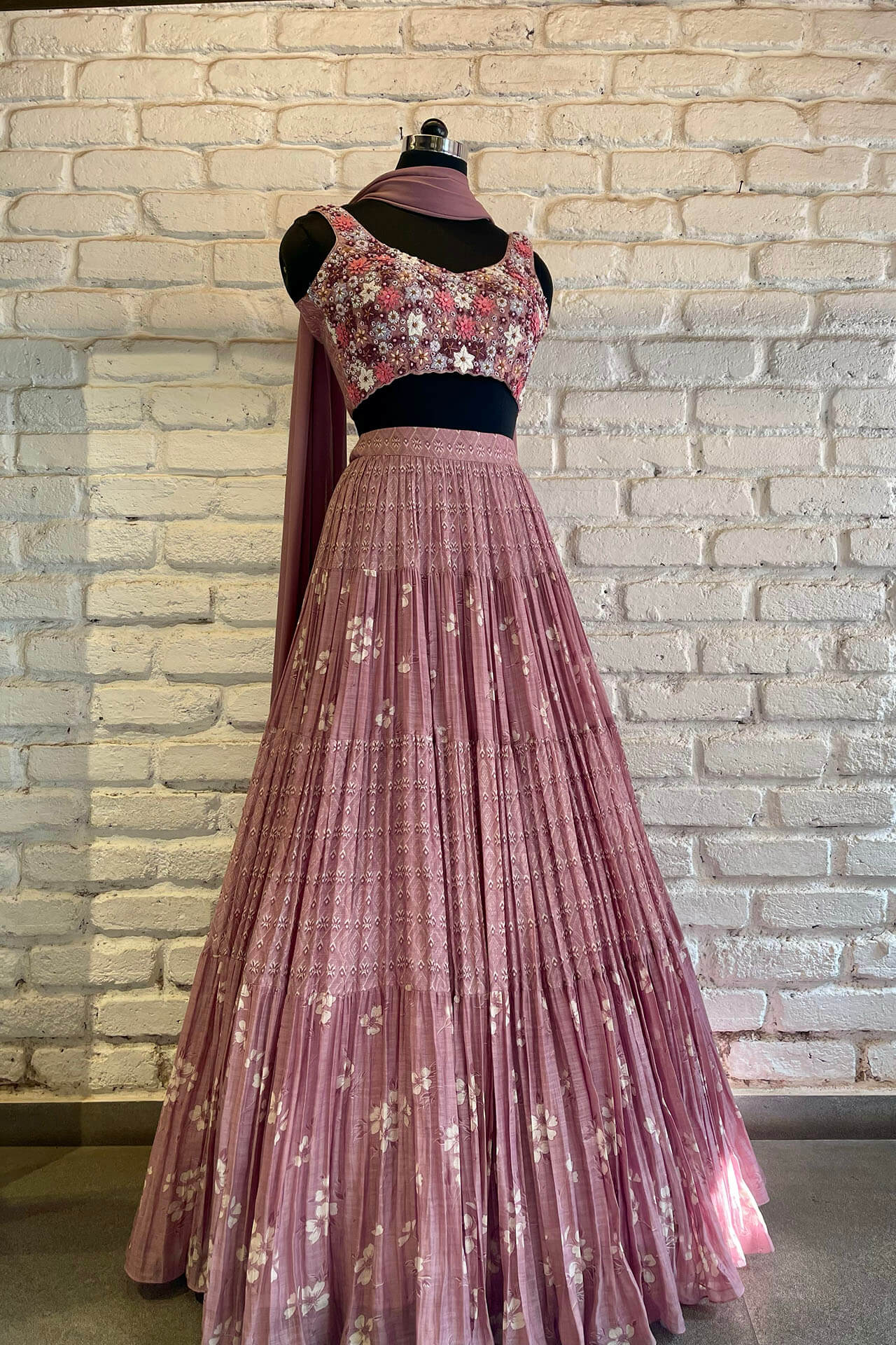 Purple Chanderi Lehenga