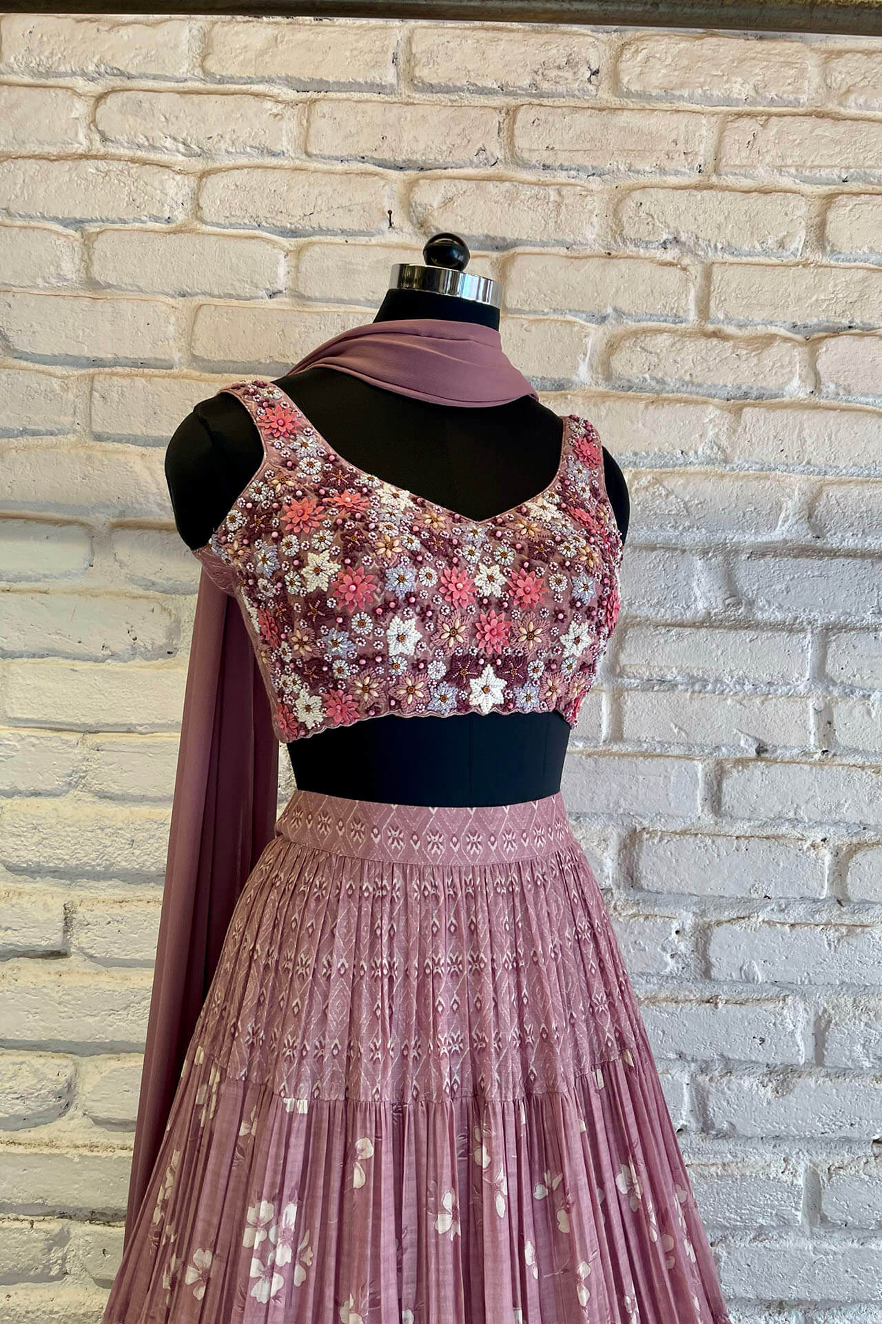 Purple Chanderi Lehenga
