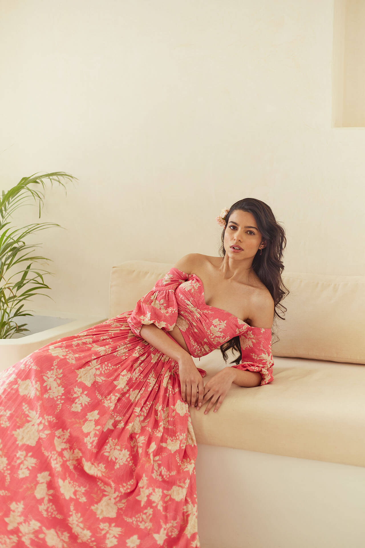 Floral Cold Shoulder Lehenga