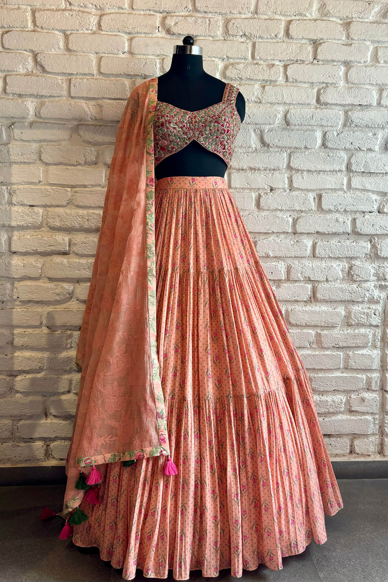 Pink Gathered Lehenga