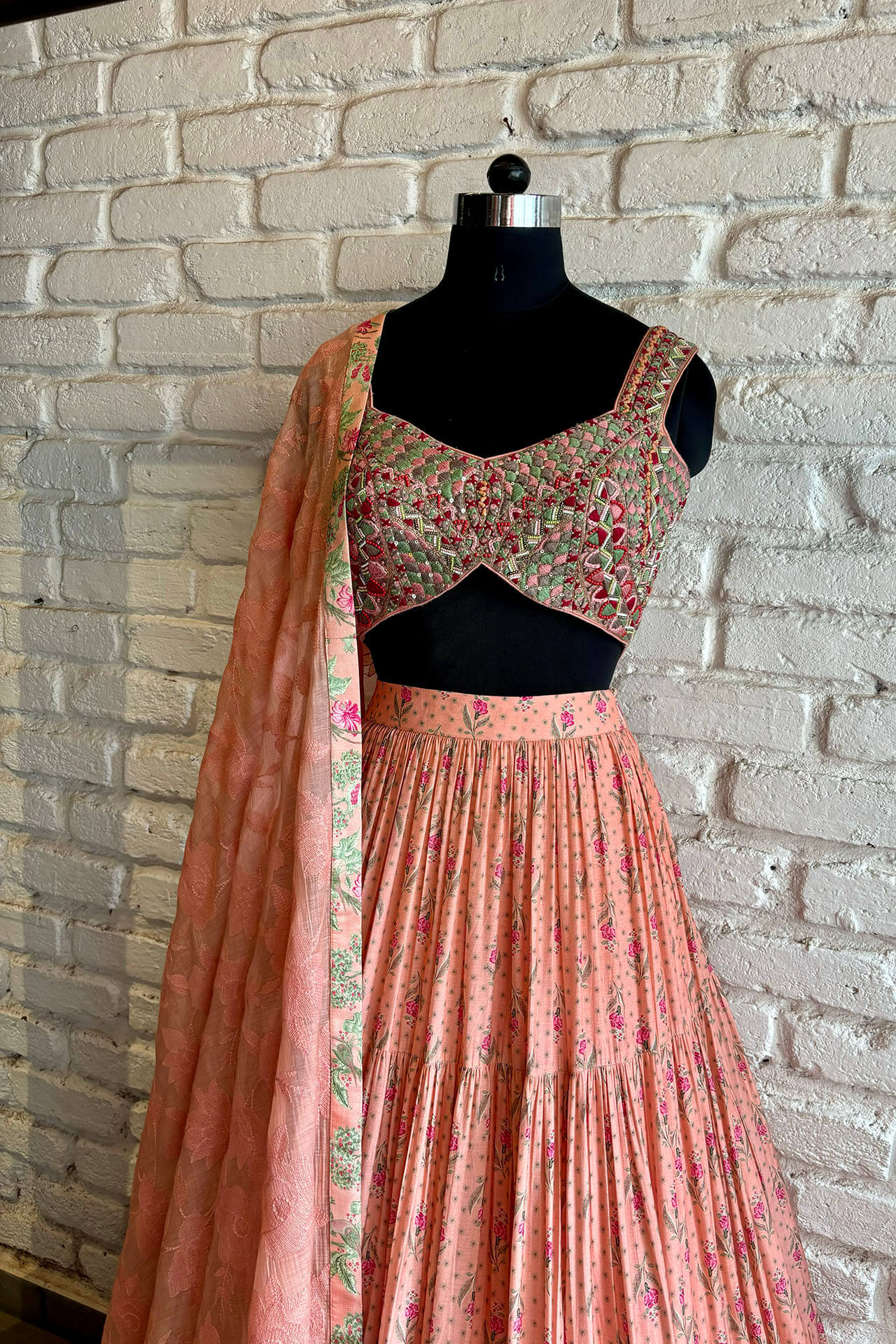 Pink Gathered Lehenga