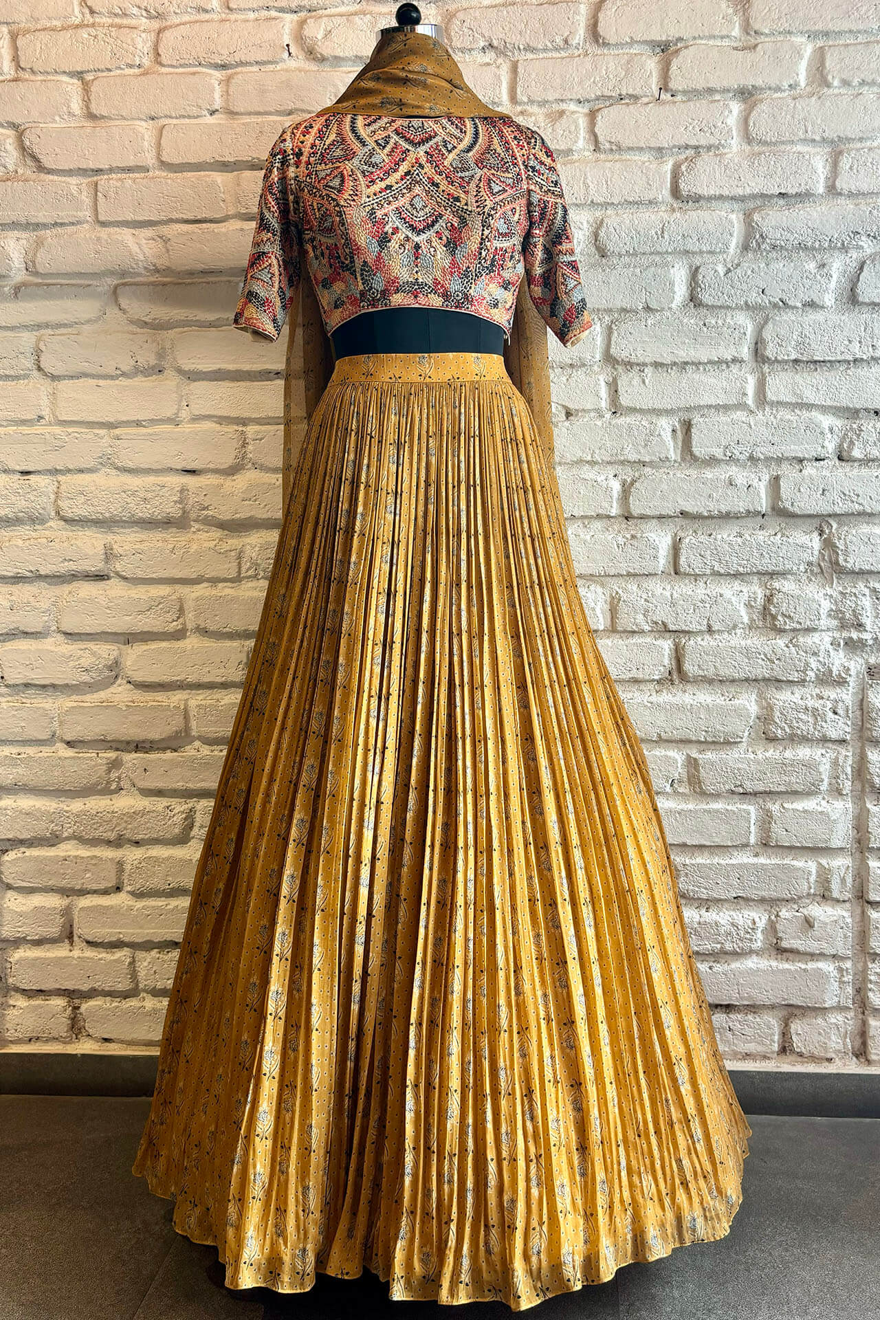Mustard Organza Lehenga