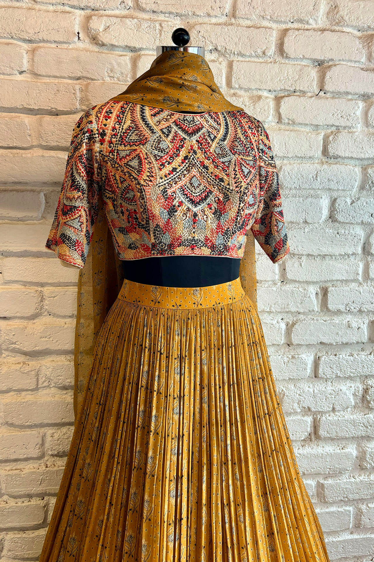 Mustard Organza Lehenga