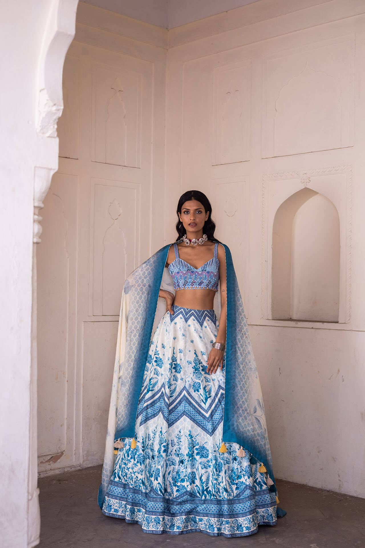 Blue Water Lily Lehenga