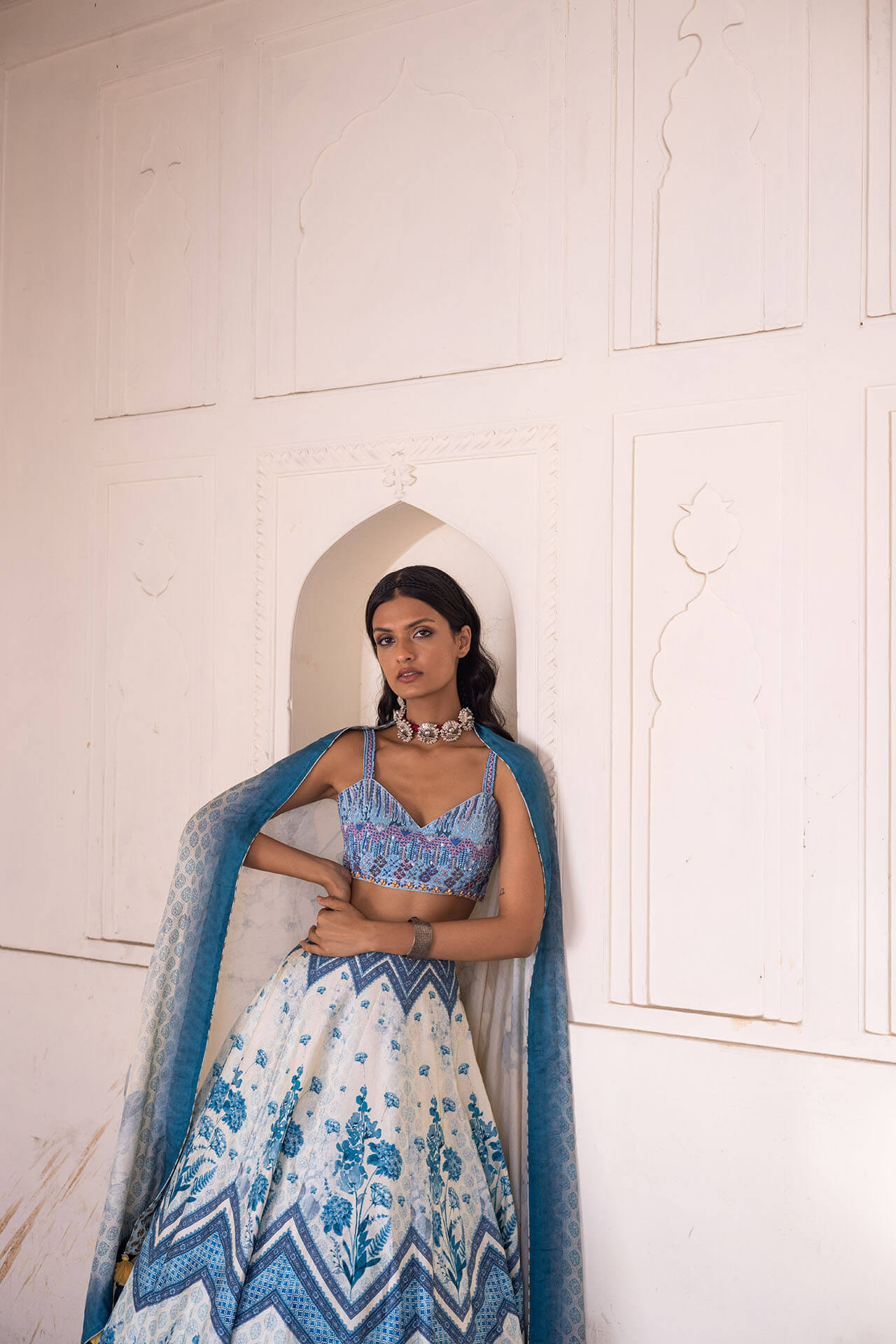 Blue Water Lily Lehenga