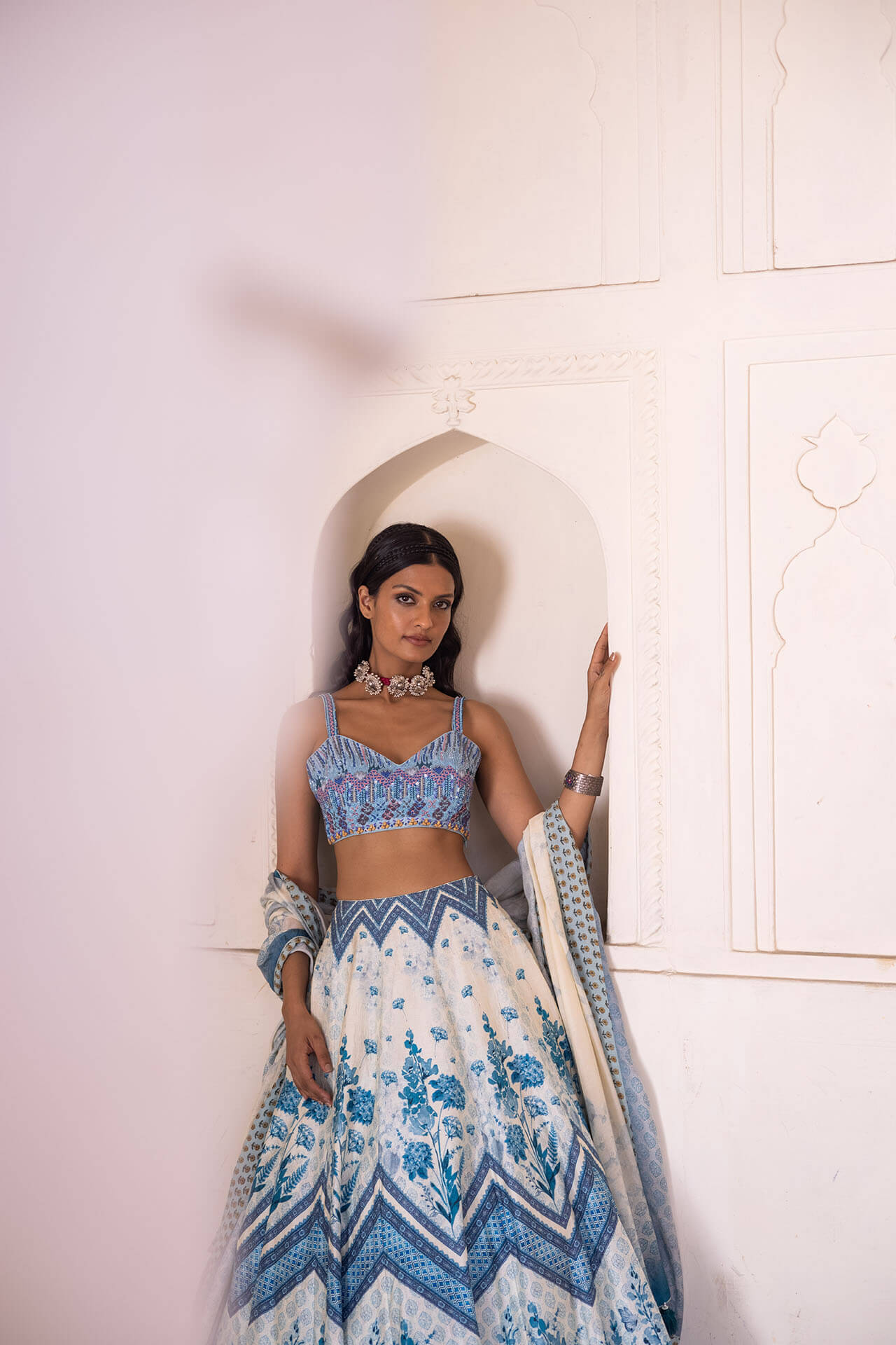 Blue Water Lily Lehenga