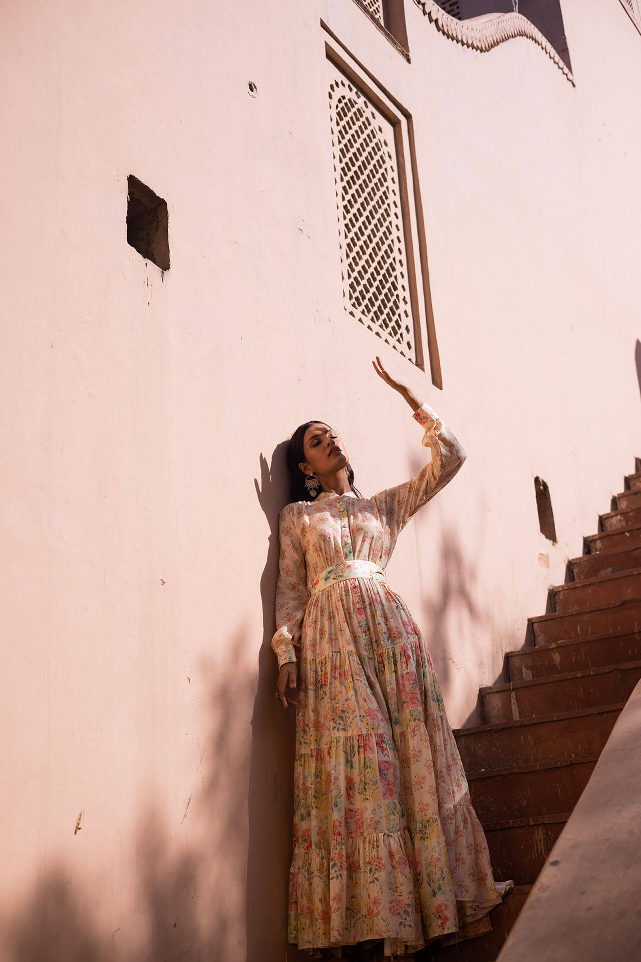 Off White Floral Maxi Dress