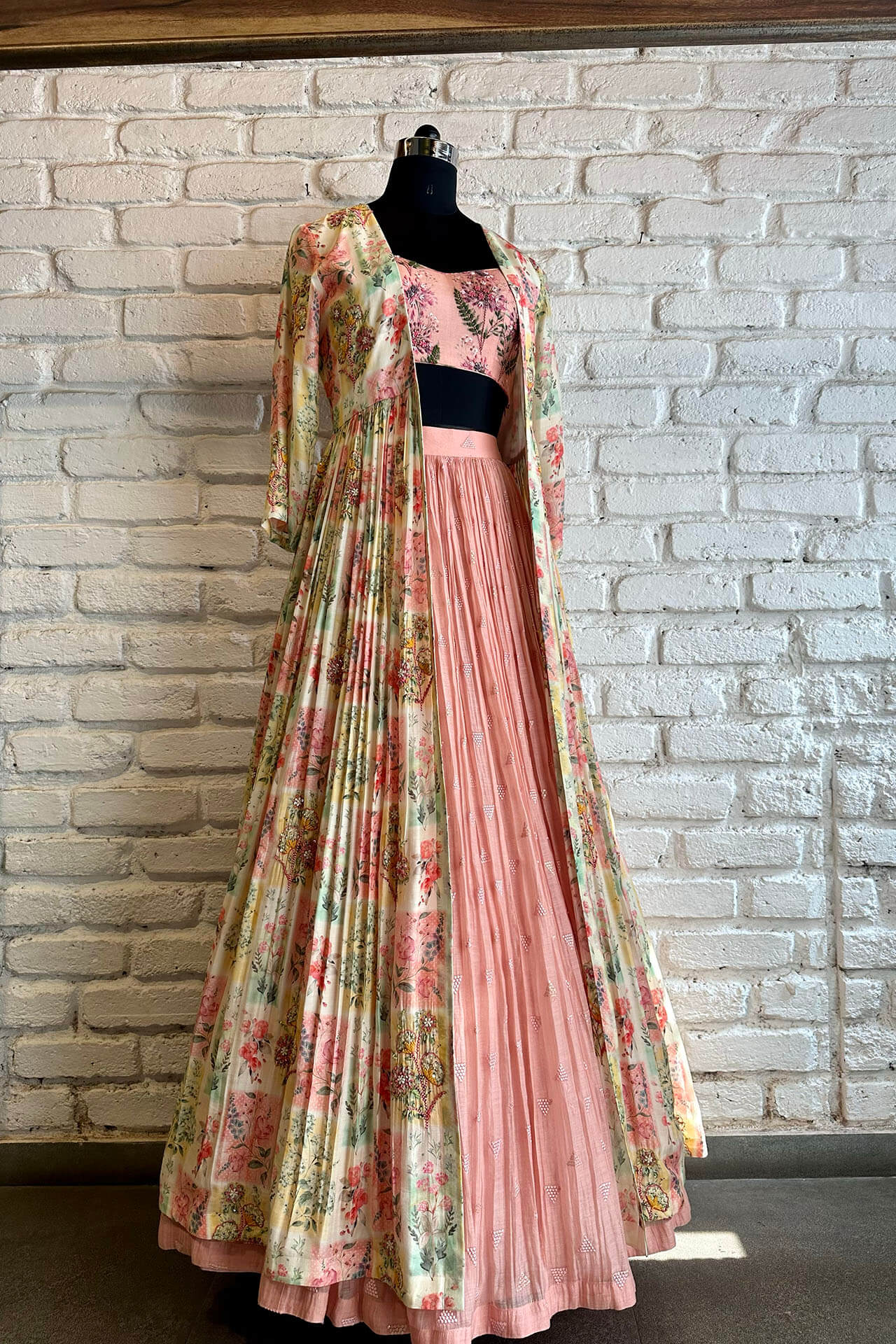 Nirvi Gathered Cape – Lehenga