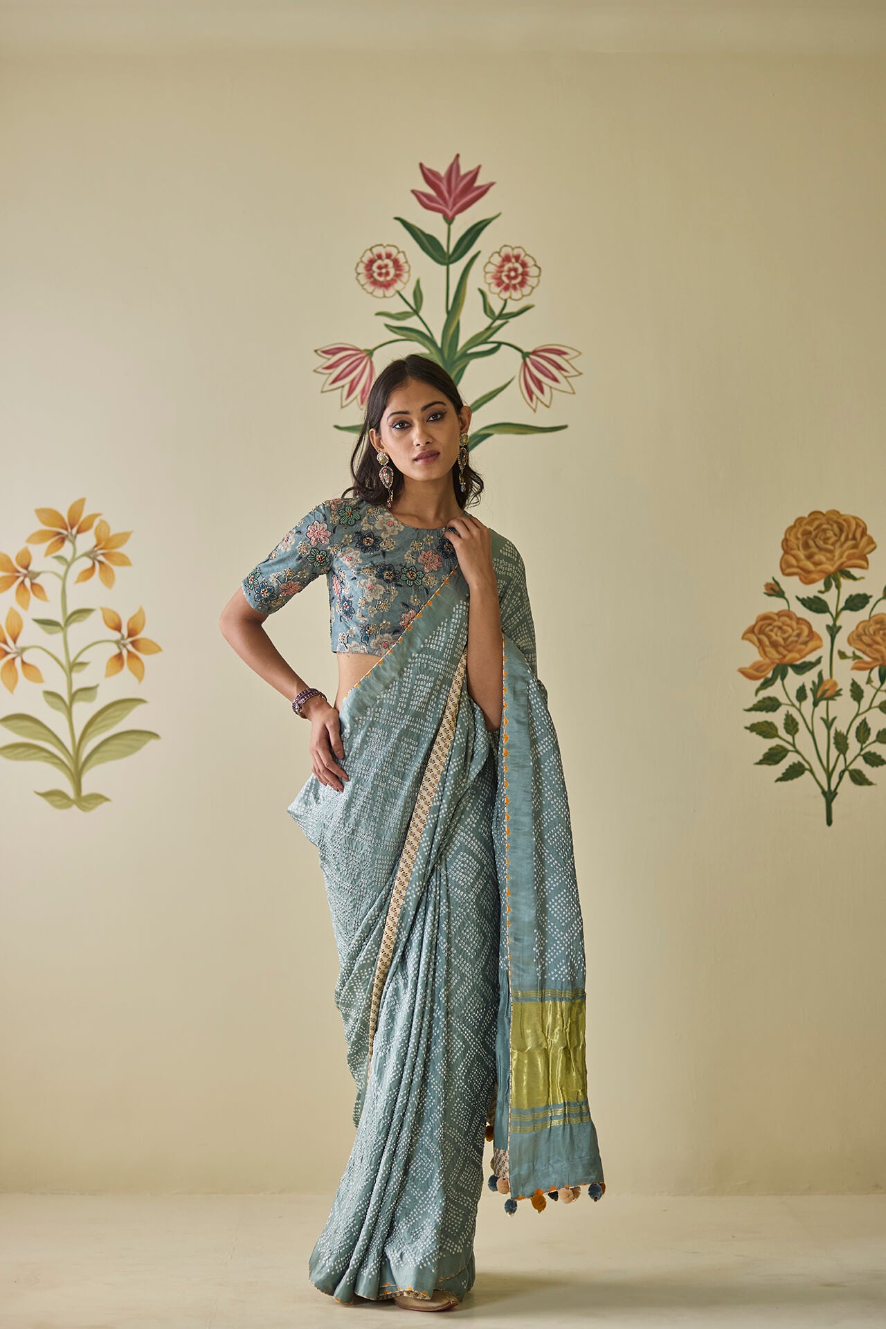 Blue Bandhani Saree