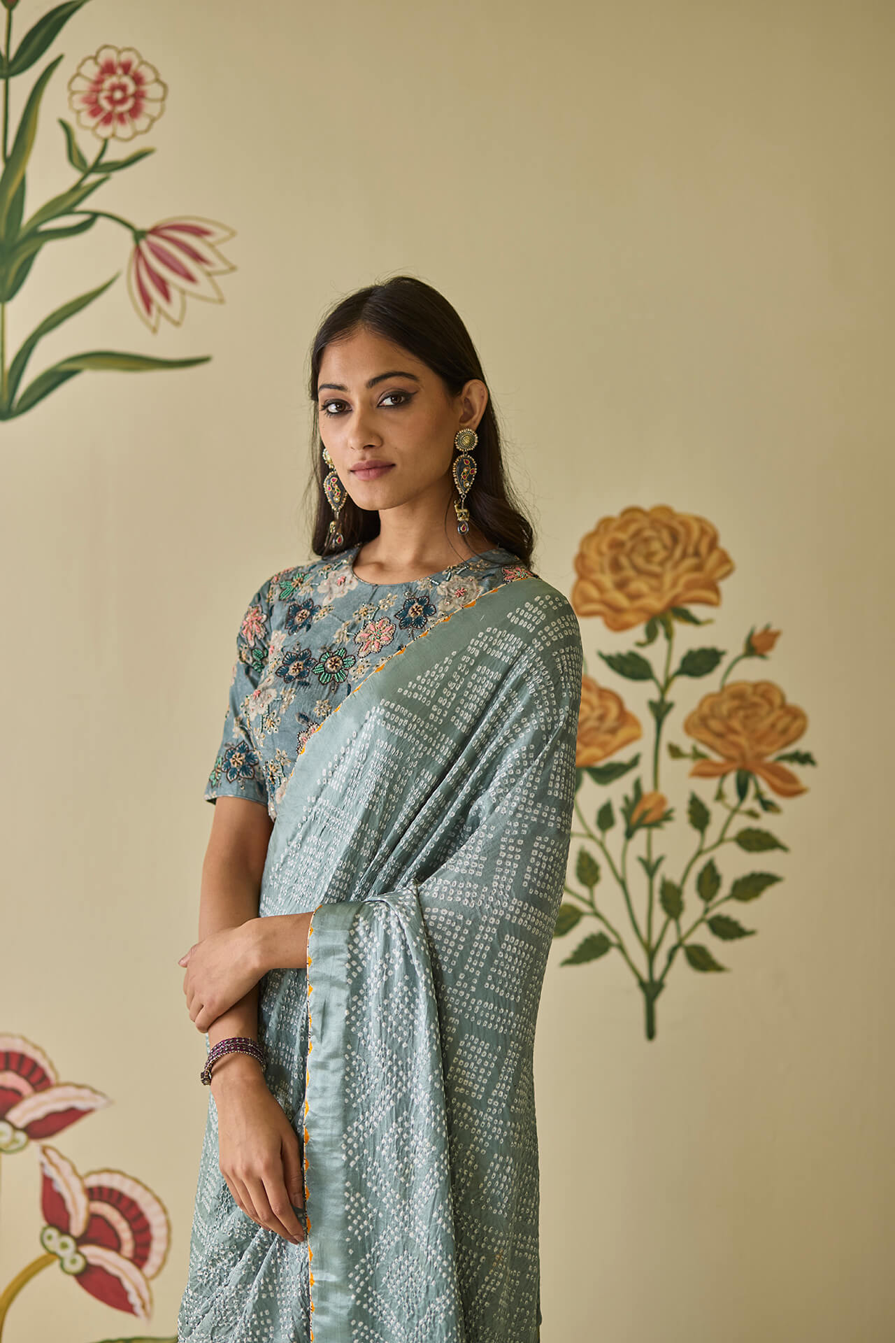 Blue Bandhani Saree