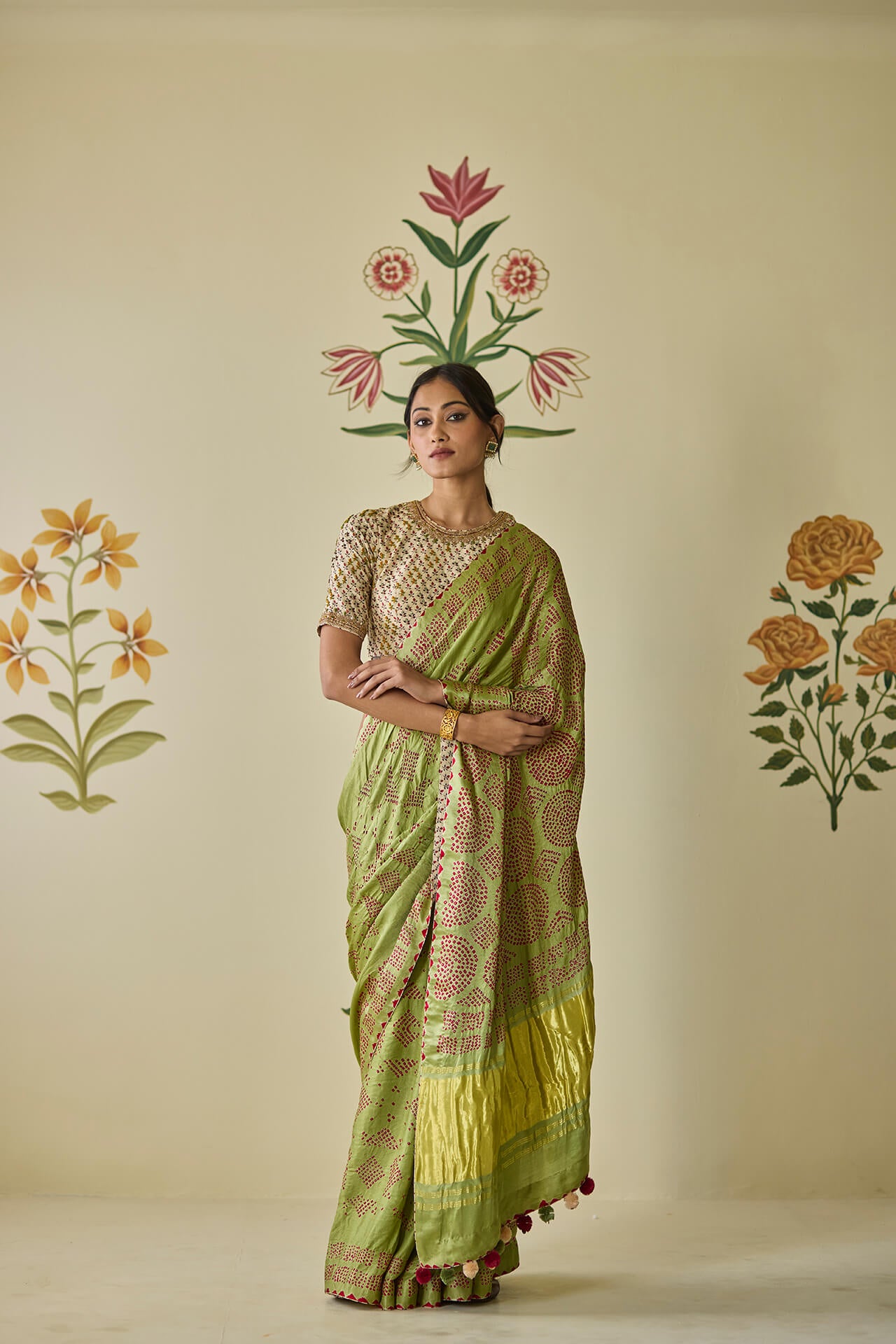 Green Bandhani Saree