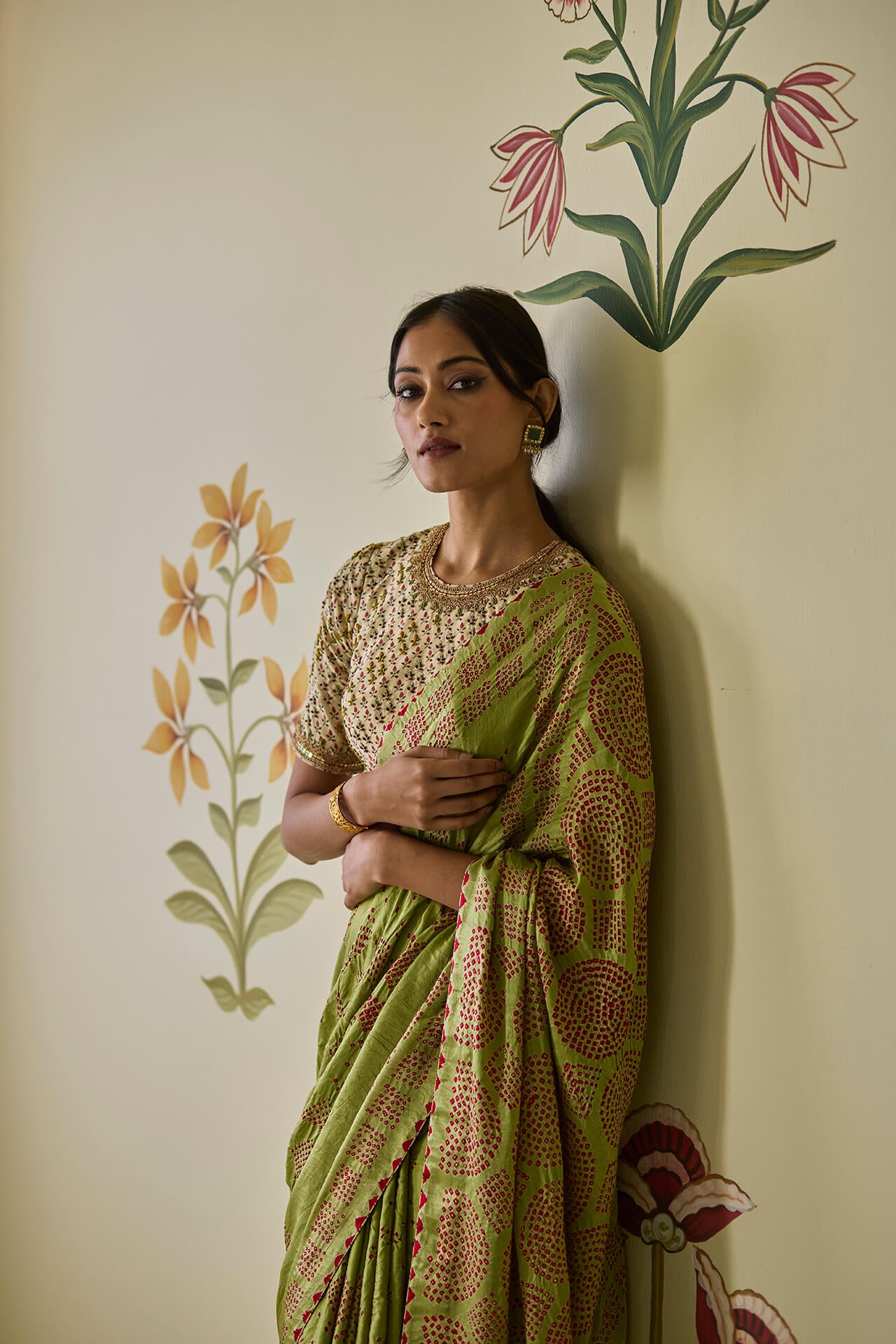 Green Bandhani Saree