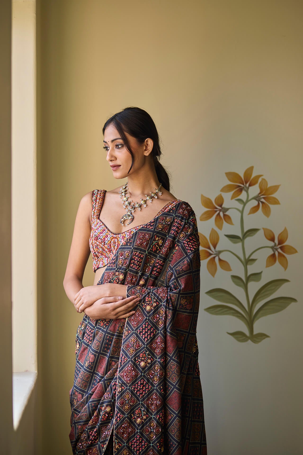 Black Beadwork Saree