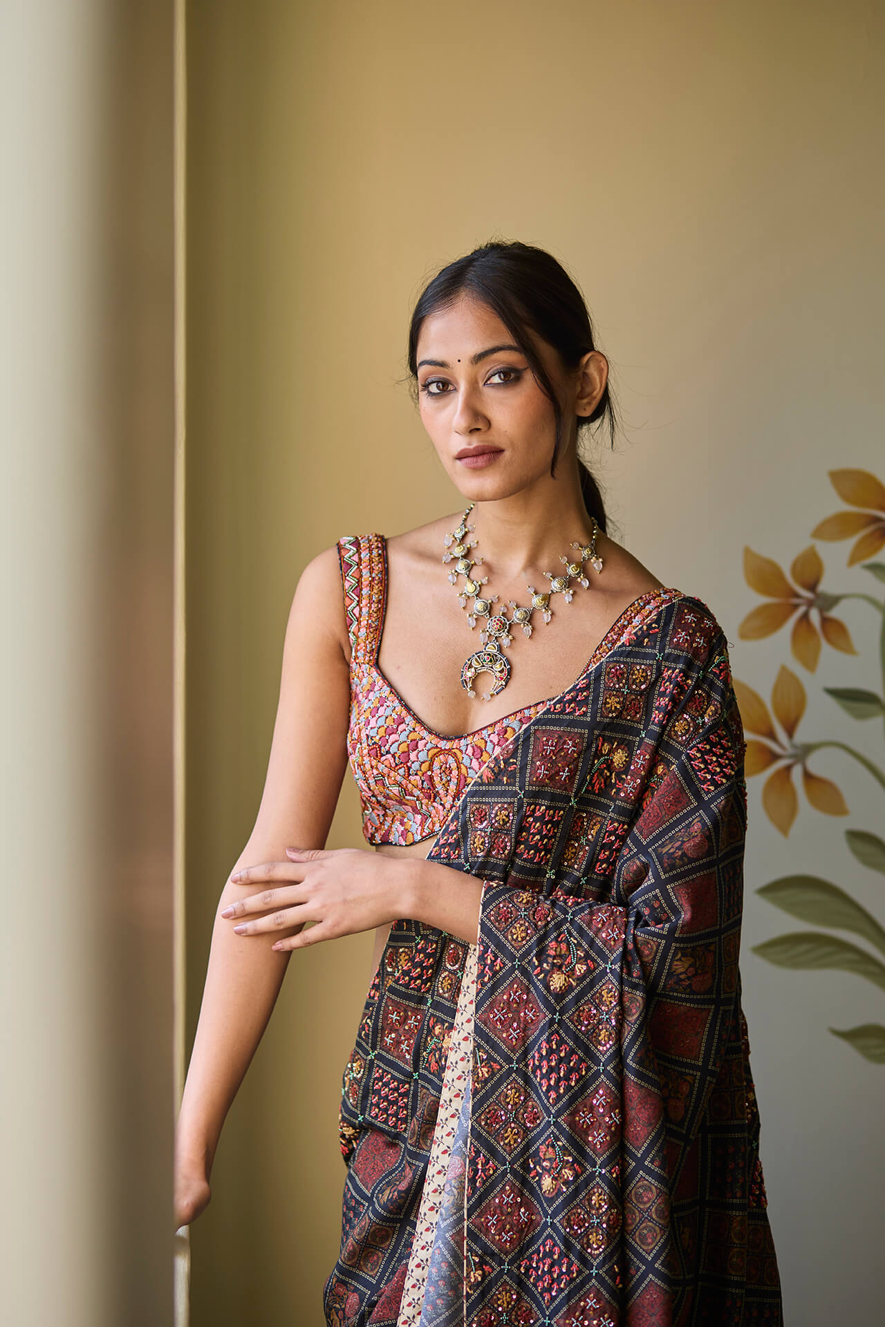 Black Beadwork Saree