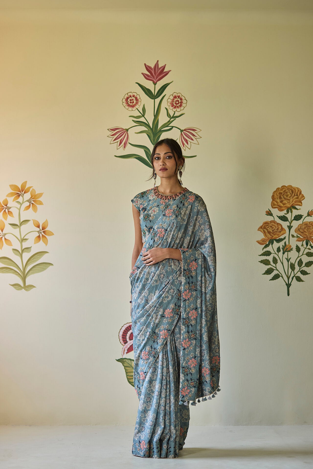 Blue Floral Saree