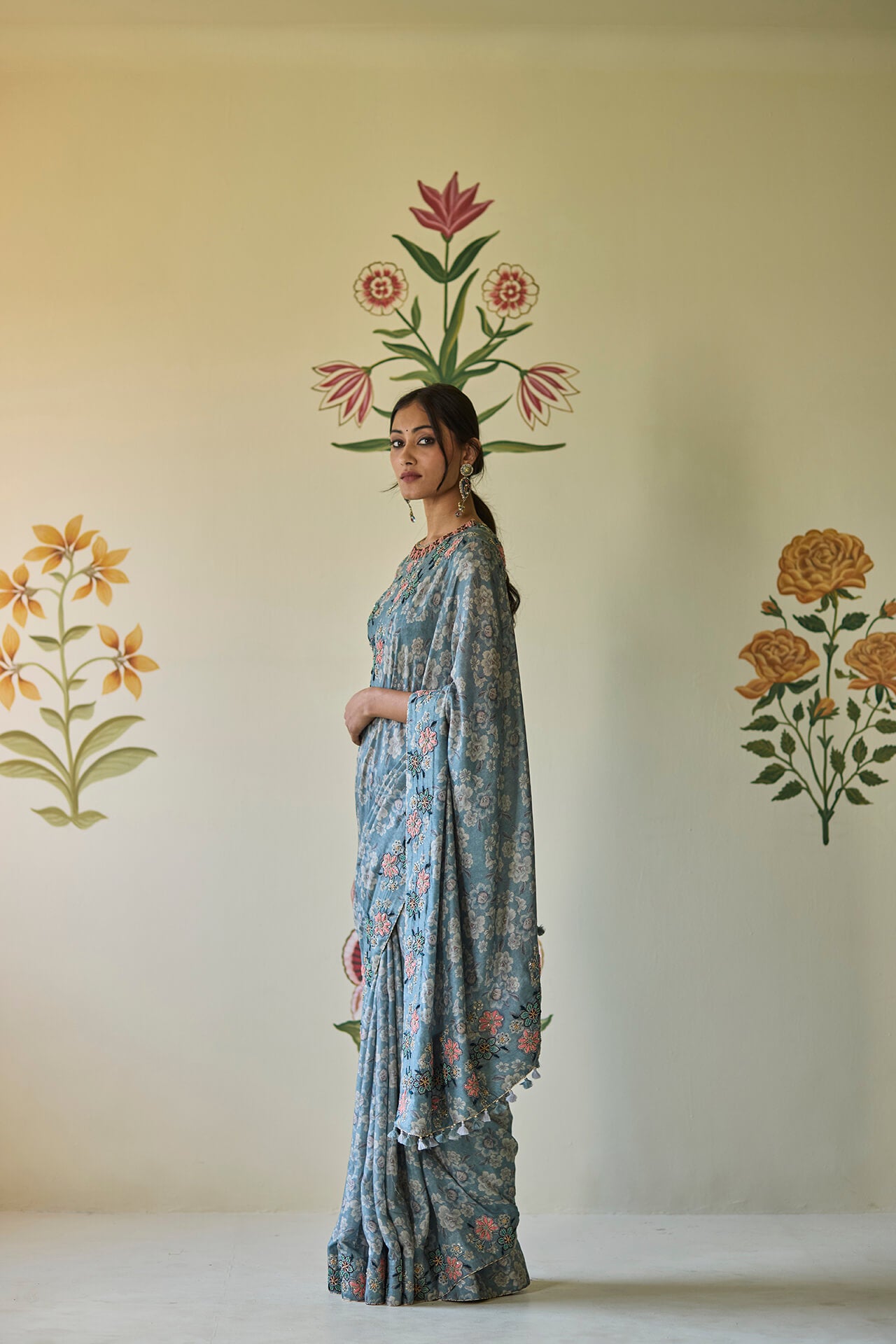 Blue Floral Saree