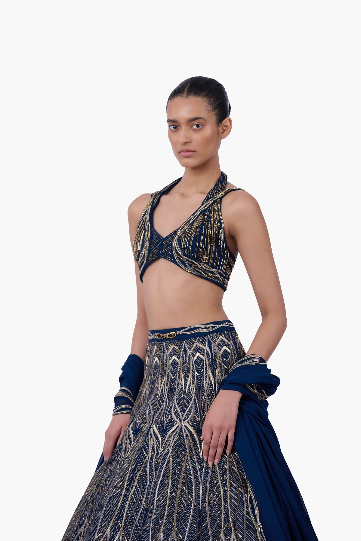 The Linear Embroidered Lehenga