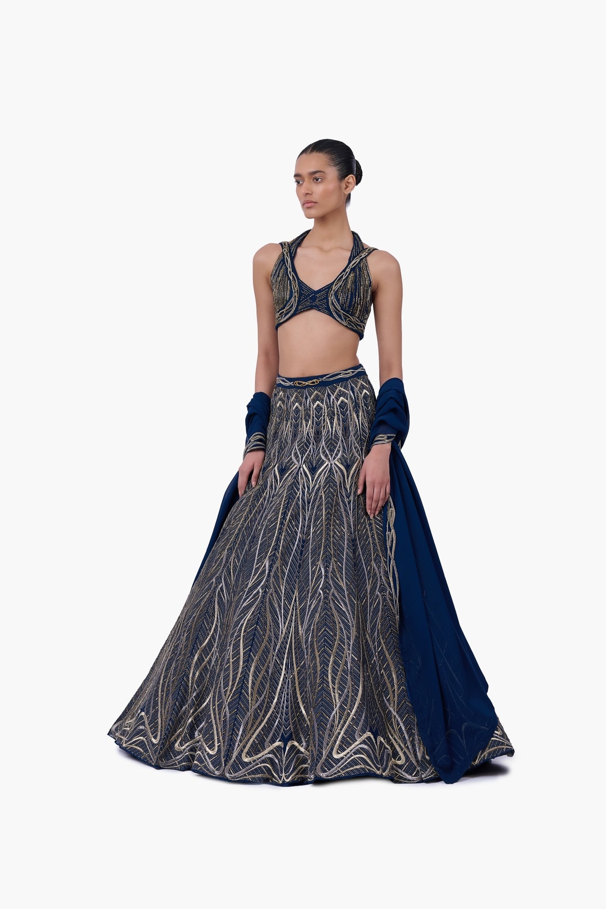 The Linear Embroidered Lehenga