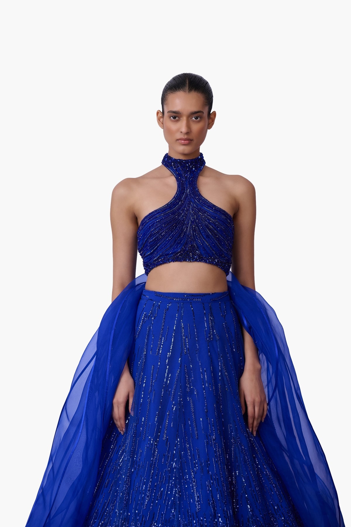 The Draped Panel Halter Lehenga