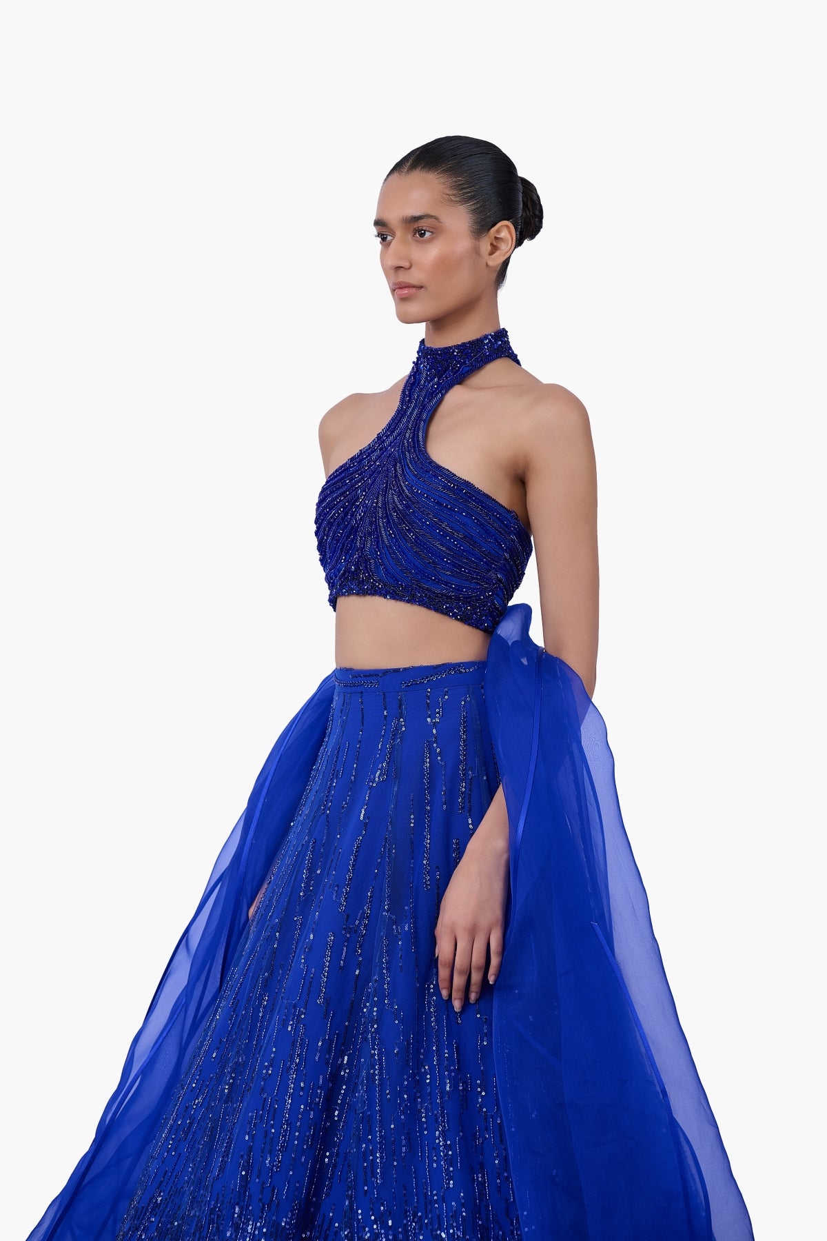 The Draped Panel Halter Lehenga