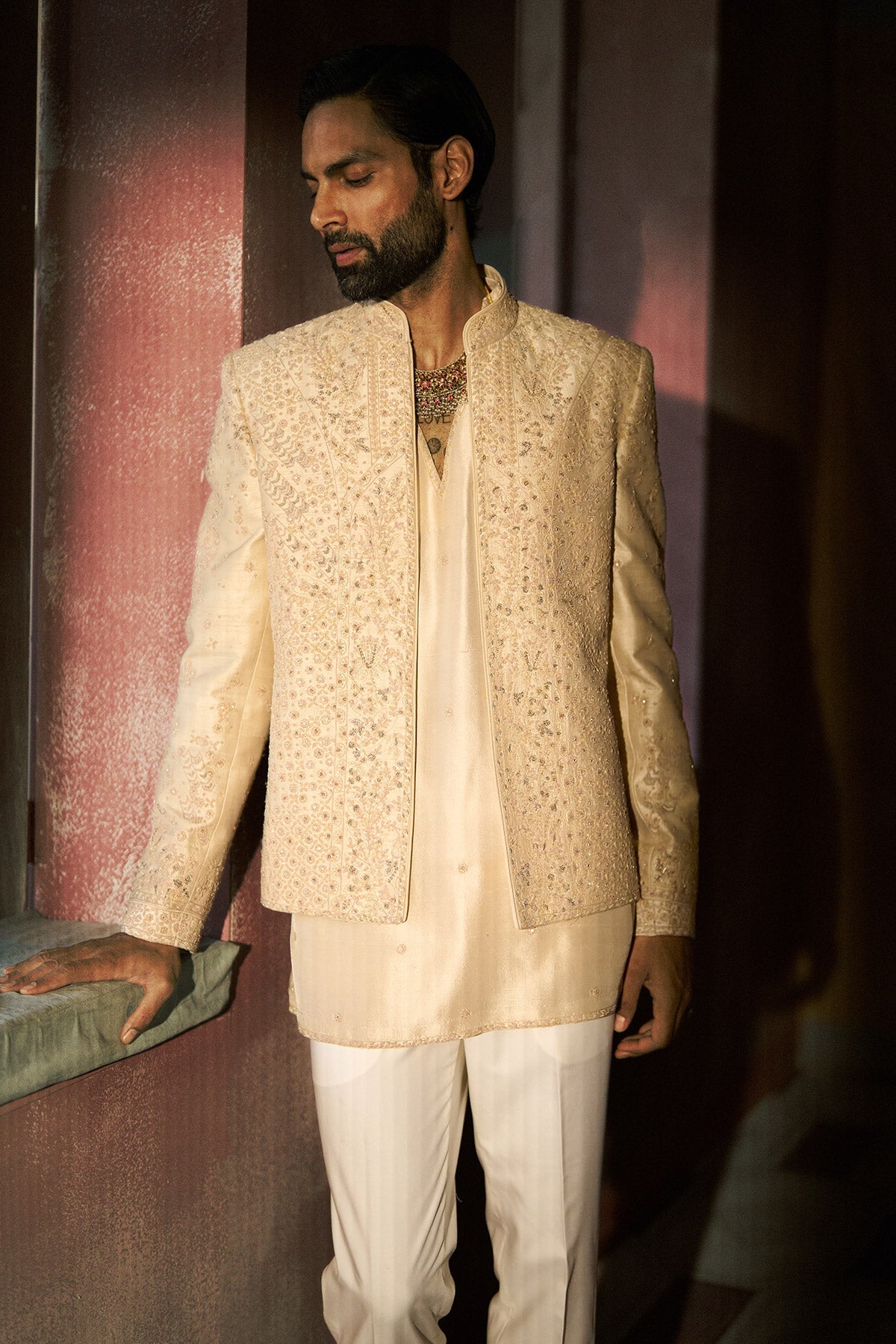 Dune Short Open Jacket, Kurta & Pant Set