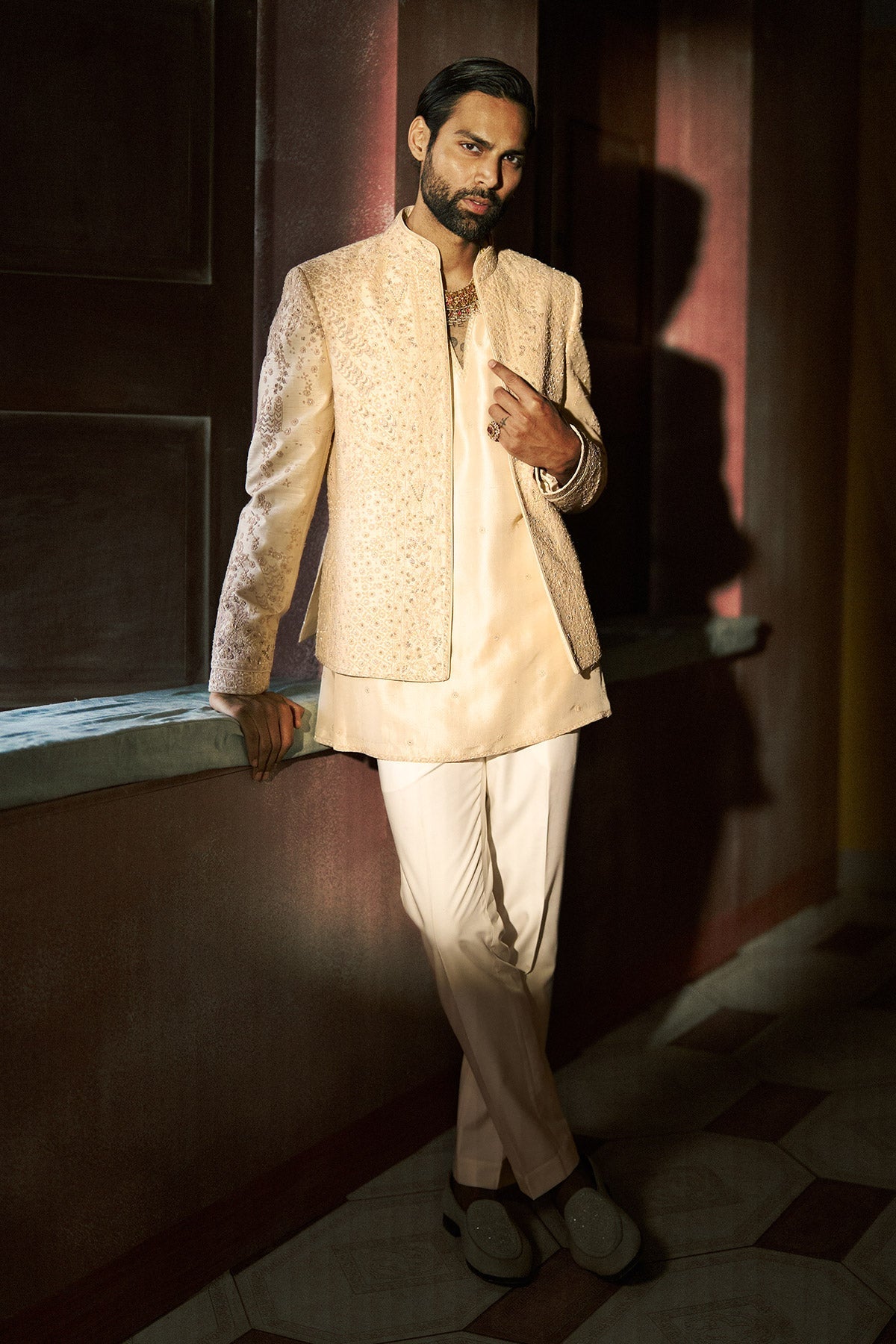 Dune Short Open Jacket, Kurta & Pant Set