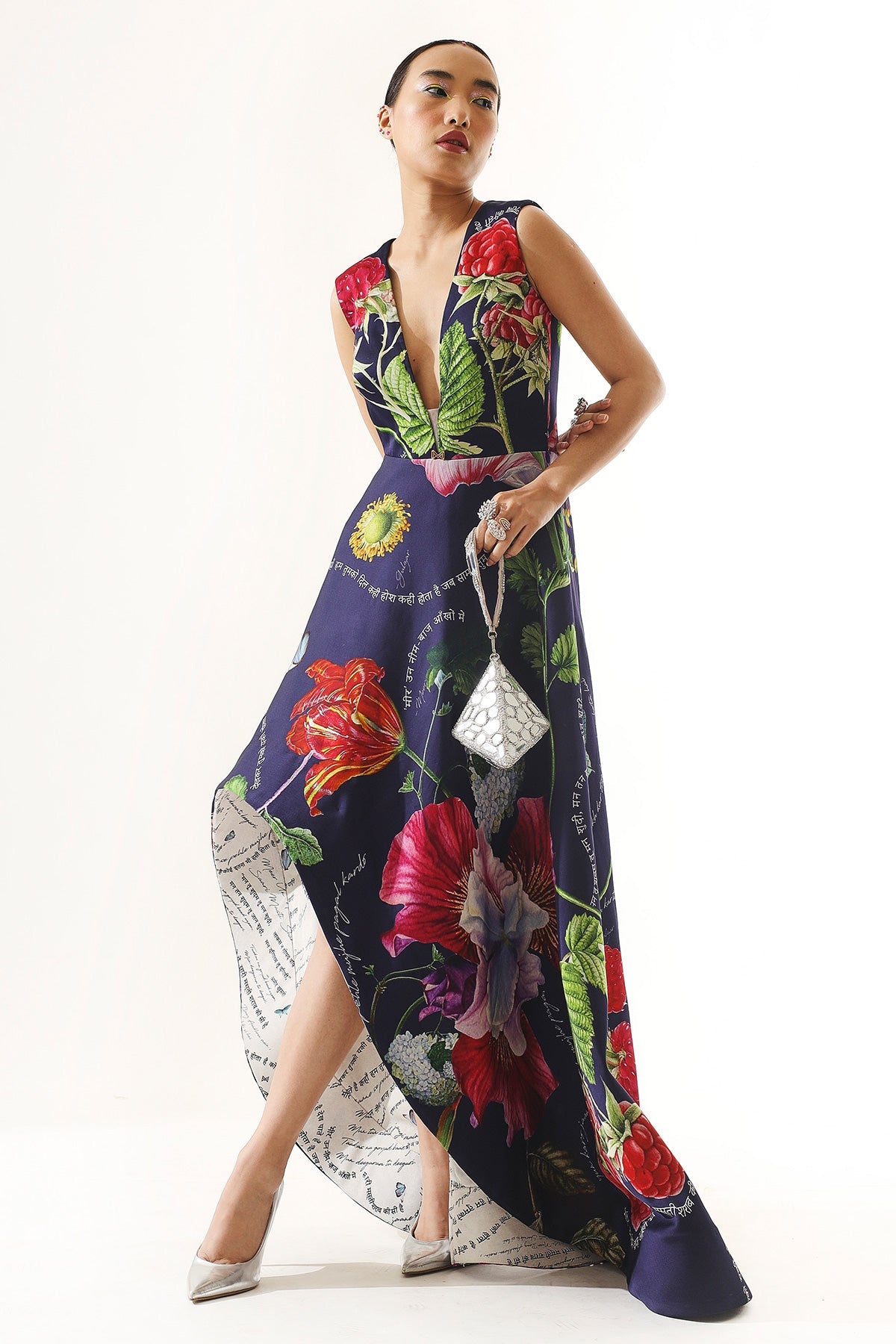 PRINTED LONG-SHORT GOWN