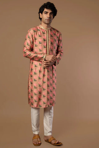 Red Cotton Candy Kurta With Pants